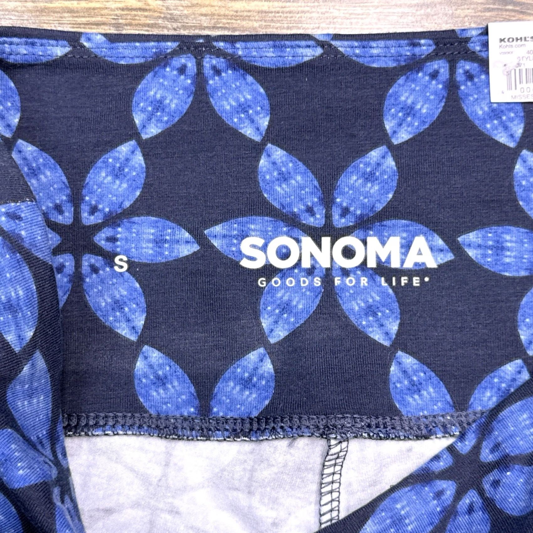 Vintage Sonoma Shorts Womens Small Blue Floral Pull On Knit Cotton Blend Logo Inseam 7.5in Slim Casual Summer Spring Fall Size 28" / US 6 / IT 42 - 4 Thumbnail