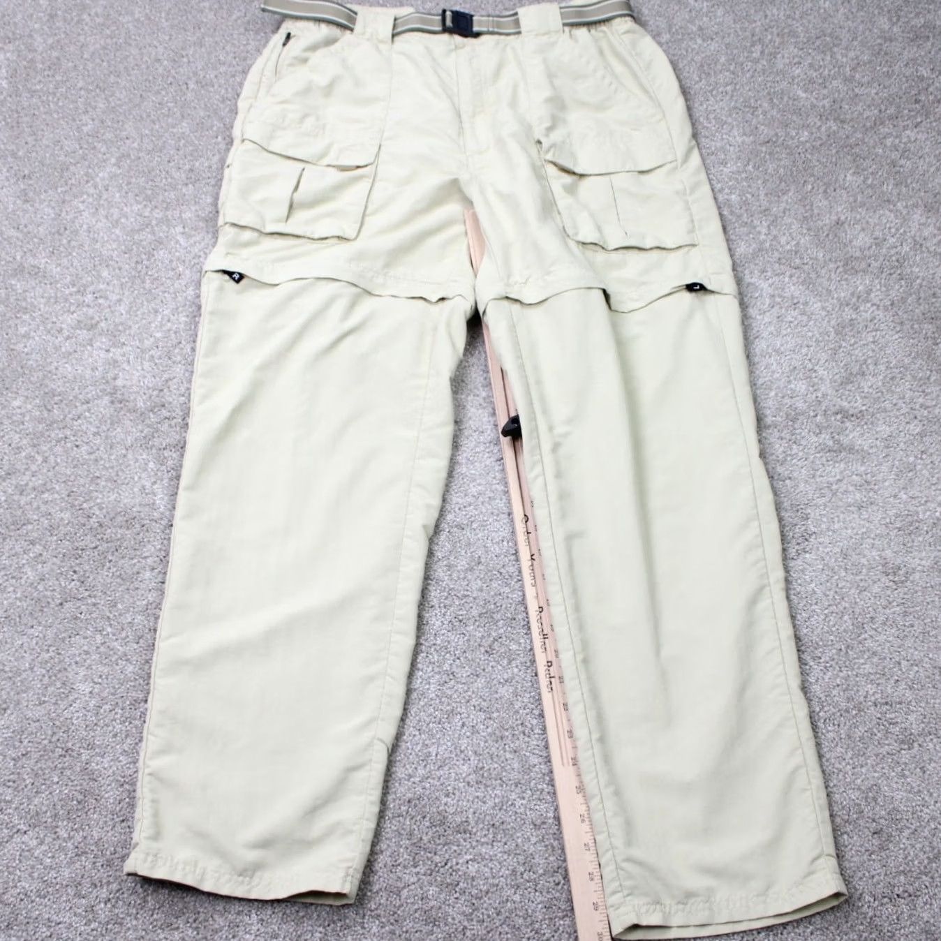 Vintage L.L. Bean Mens Large Beige Cargo Pocket Belted Nylon Convertible Pants Shirt? Size US 33 - 3 Thumbnail