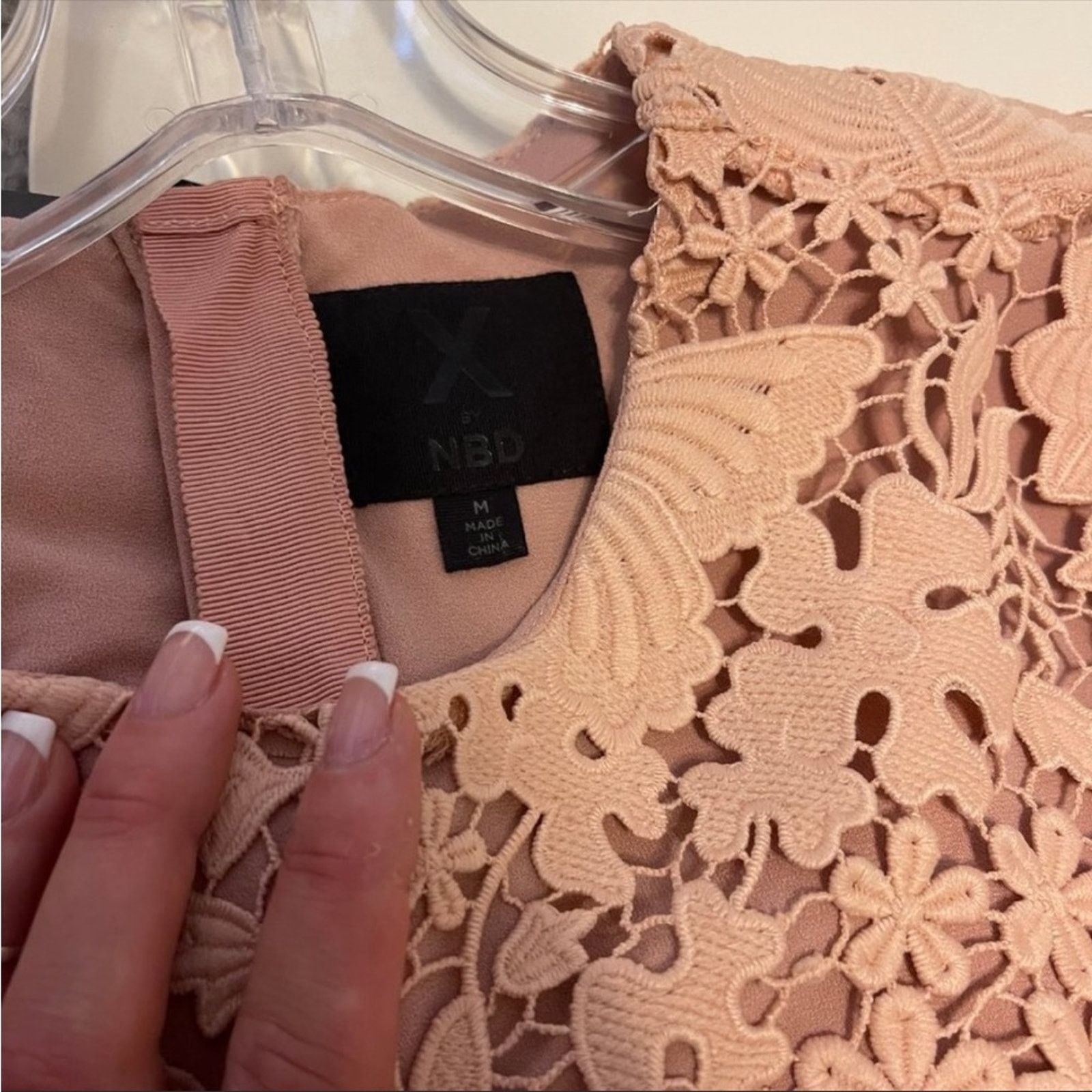 REVOLVE NEW X NBD REVOLVE Pink Blush Lace Sleeve Marco Mini Dress M Size M / US 6-8 / IT 42-44 - 5 Thumbnail