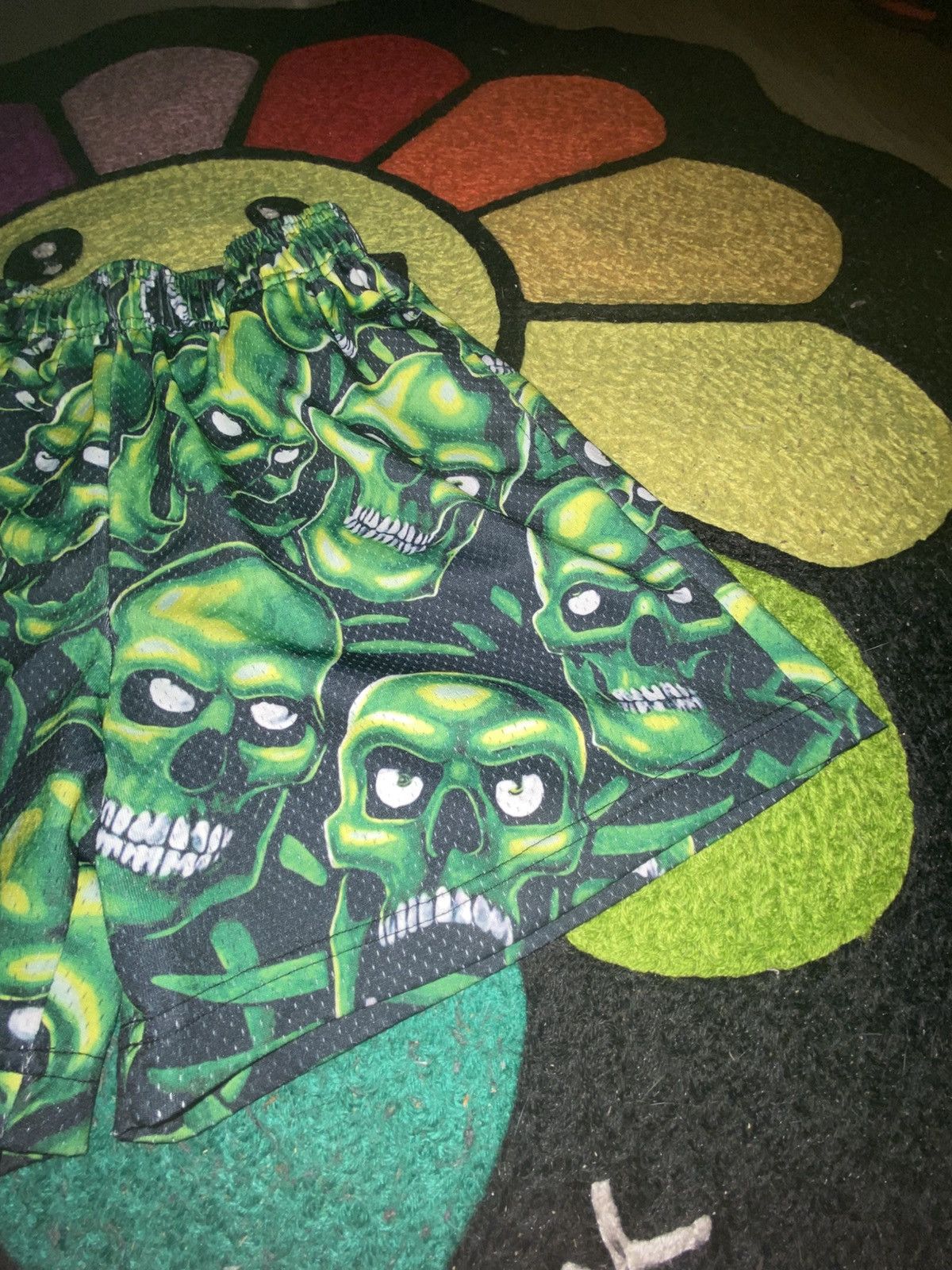 Bravest Studios Bravest Studios Mens Skull Print Mesh Graphic Shorts Green Size US 30 / EU 46 - 3 Thumbnail