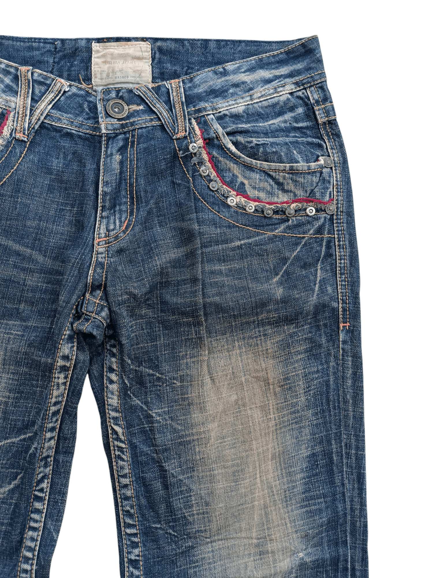 Japanese Brand Lolita Jeans Rusty Wash Whiskers Faded Denim E017 Size US 34 / EU 50 - 11 Thumbnail