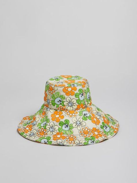 Marni o1w1db11125 Size: OS/Floral Print Brim Bucket Hat in Green Size ONE SIZE - 1 Thumbnail