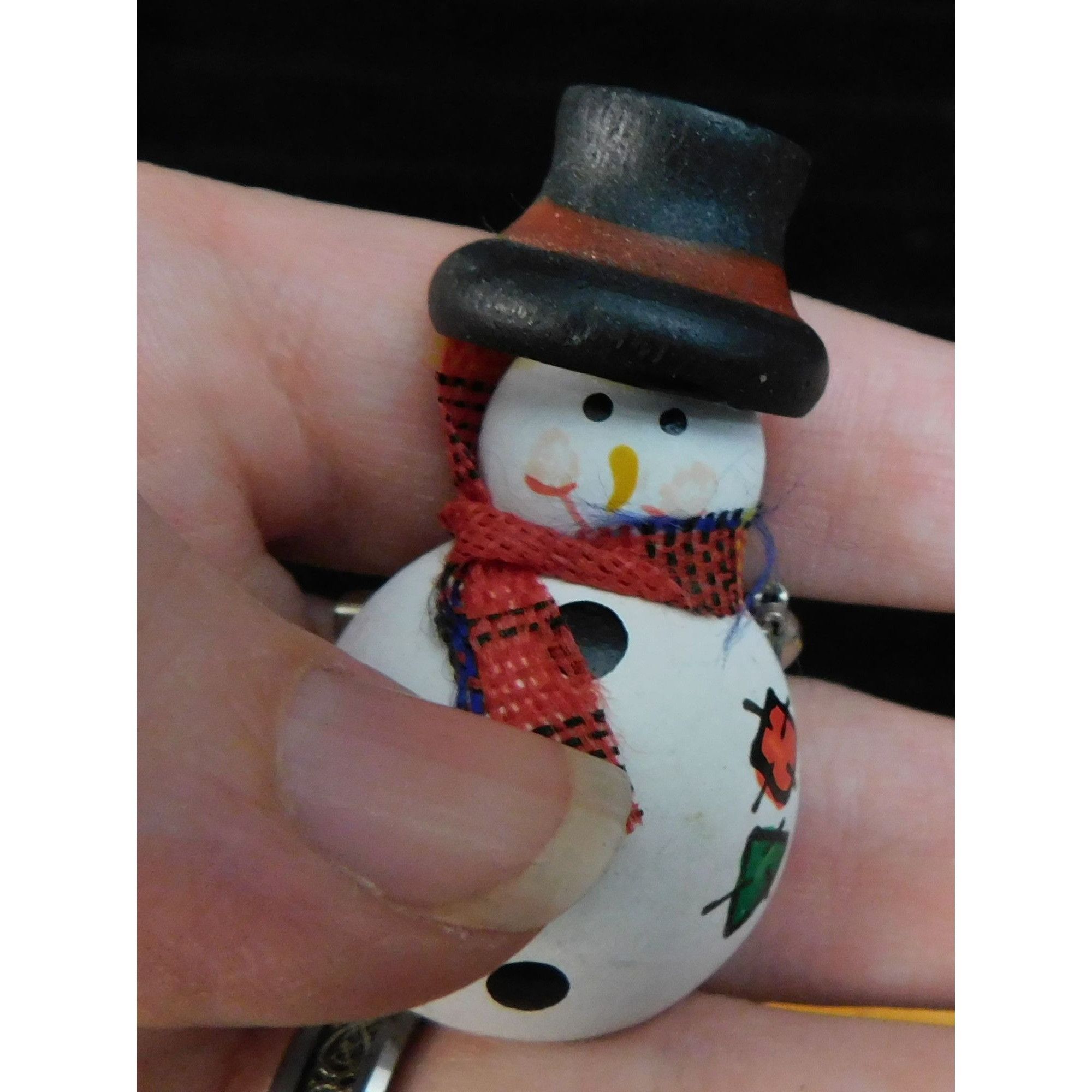 Handmade Handmade Painted Wooden Snowman Brooch Size ONE SIZE - 3 Thumbnail