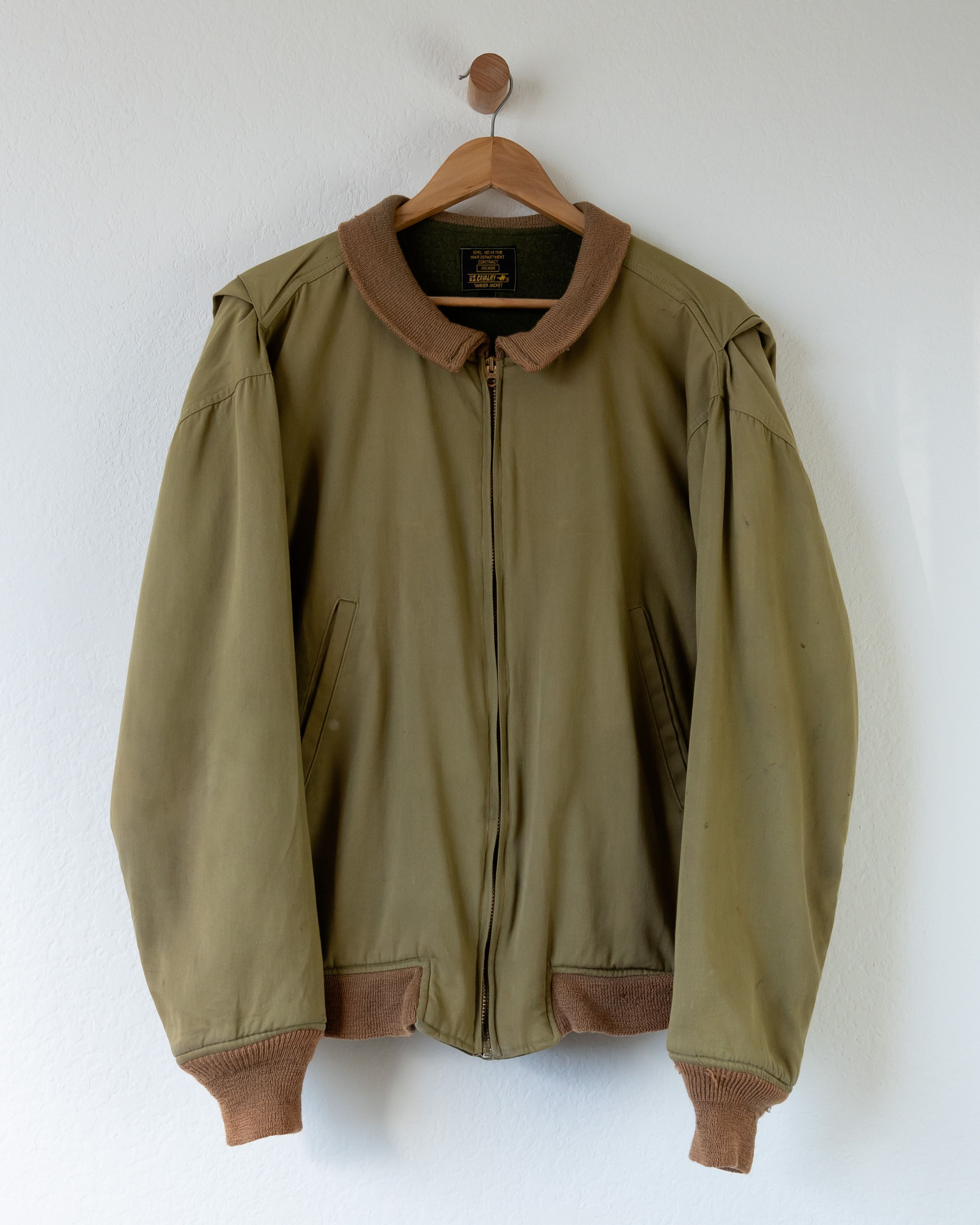 image of Made In USA x Military Vintage U.s. Cavalry World War 2 Tanker Jacket Olive Green (Size Medium)