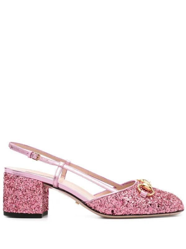 Gucci o1s1wg110125 Wladyhb 55 Slingback Glitter in Pink Size US 7.5 / IT 37.5 - 1 Thumbnail
