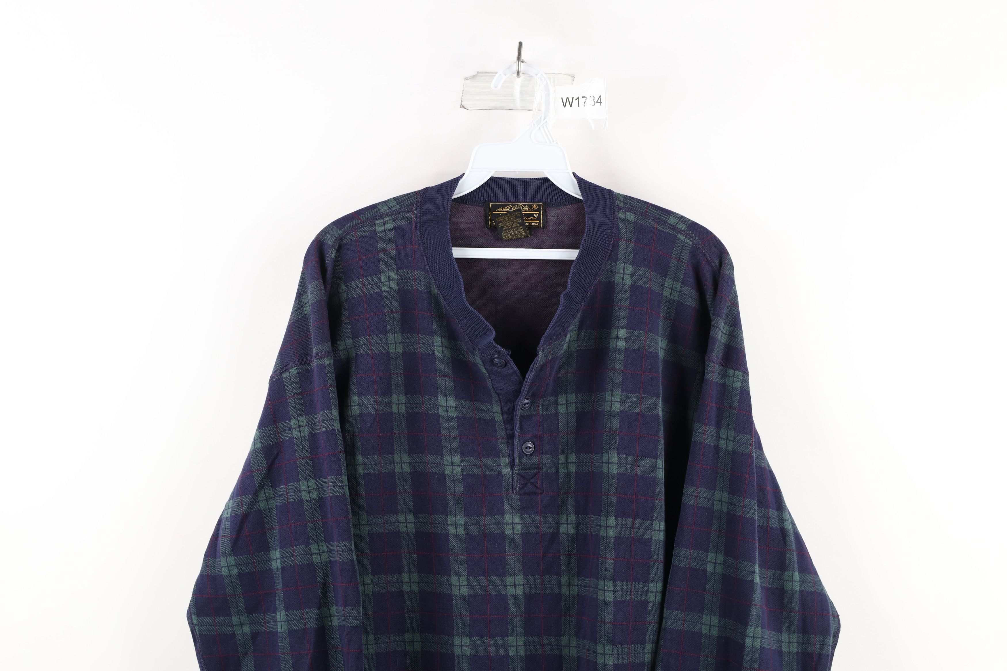 Eddie Bauer Vintage 90s Eddie Bauer Long Sleeve Henley T-Shirt Plaid USA Size US L / EU 52-54 / 3 - 2 Thumbnail