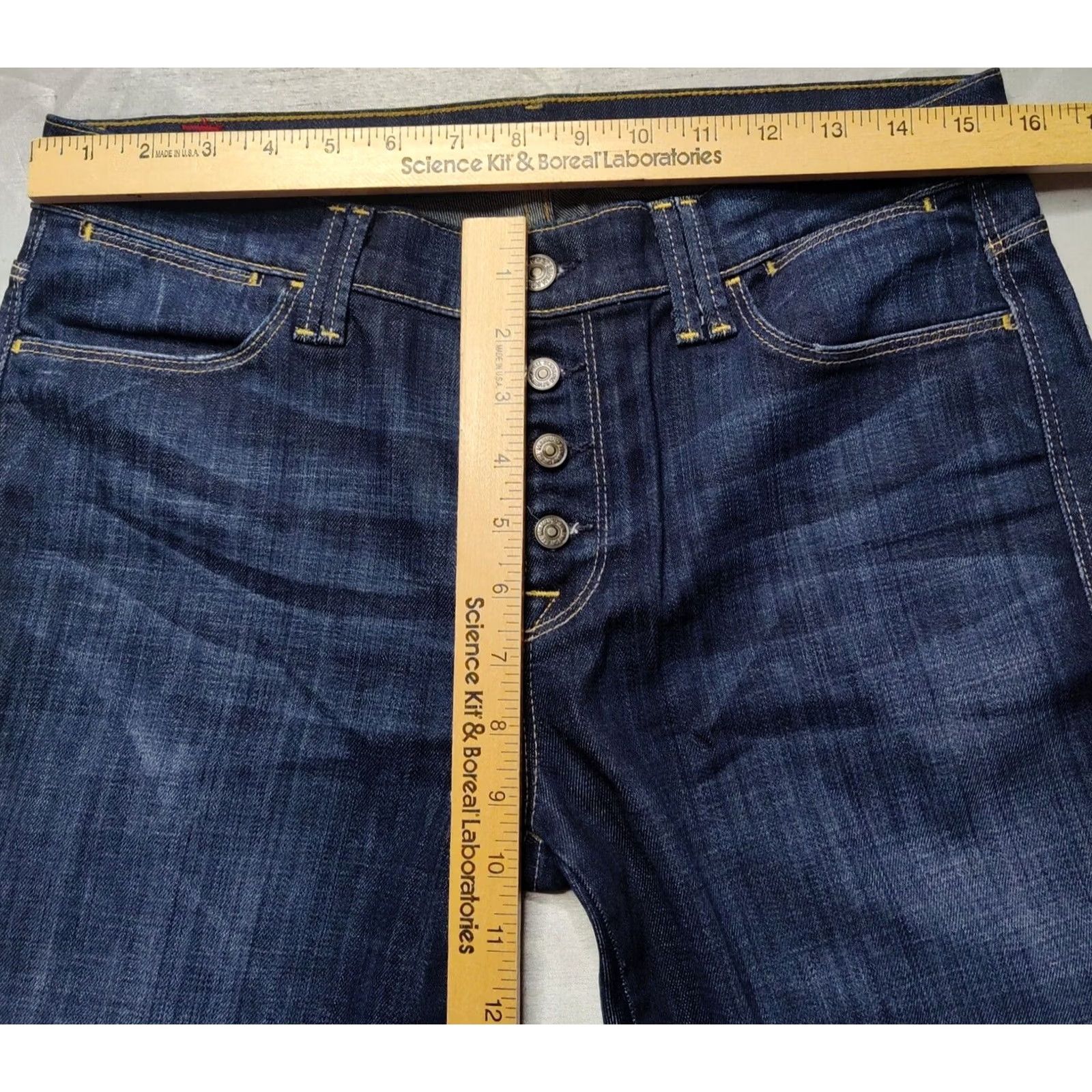 7 For All Mankind 7 FOR ALL MANKIND Women 29 Button Fly Flared Denim Jeans Blue EUC Stretch 30 Inseam, Regular, 6-Pocket, Cotton Spandex, USA Made, Midwest Vintage: No Size 29" - 7 Thumbnail