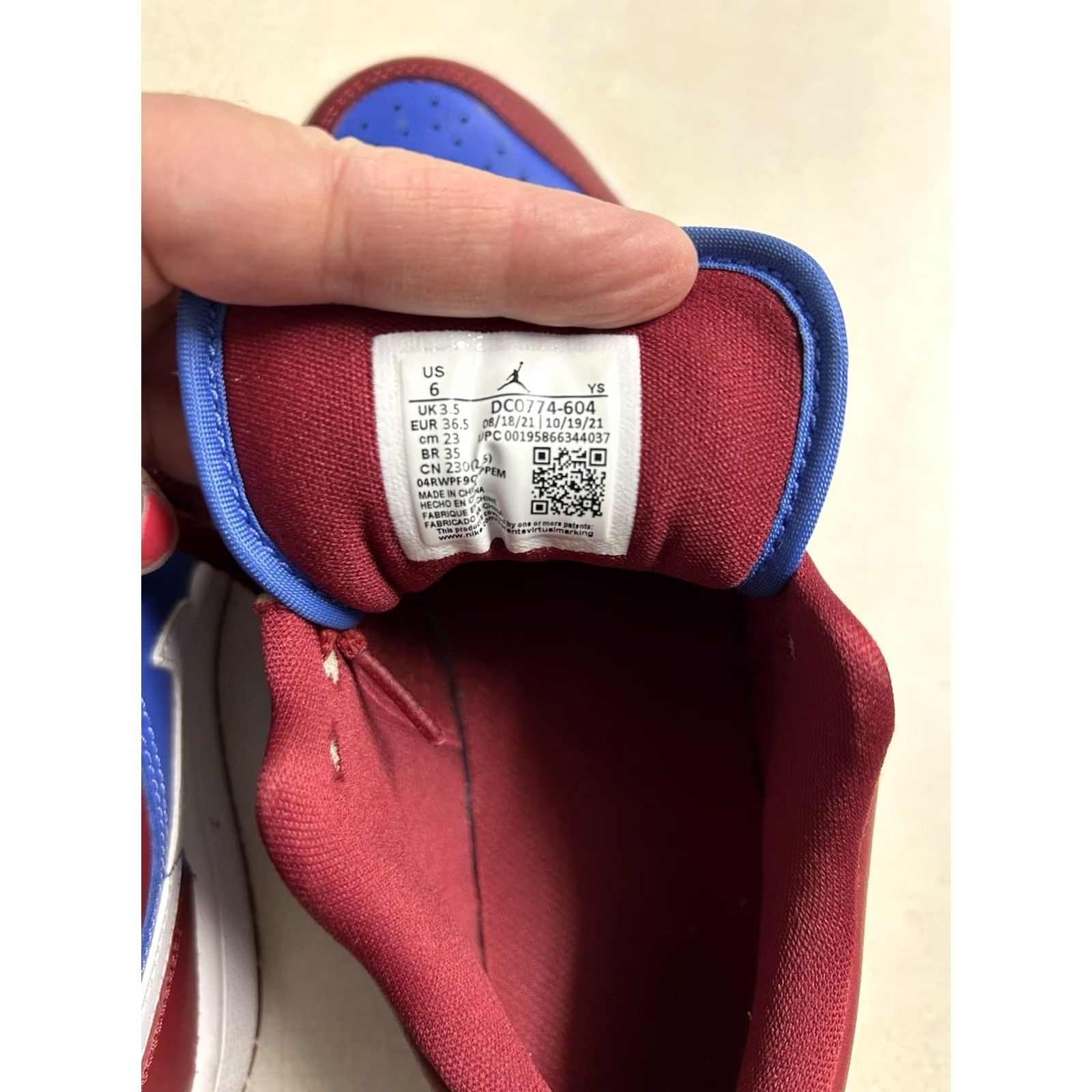 Jordan Brand Nike Jordan 1 Low Pomegranate Medium Blue WOMEN'S Sz 6 DC0774-604 Shoes Low Top Lace Up Multicolor 2021 2022 Air Jordan Sneakers Women Size US 6 / IT 36 - 5 Thumbnail