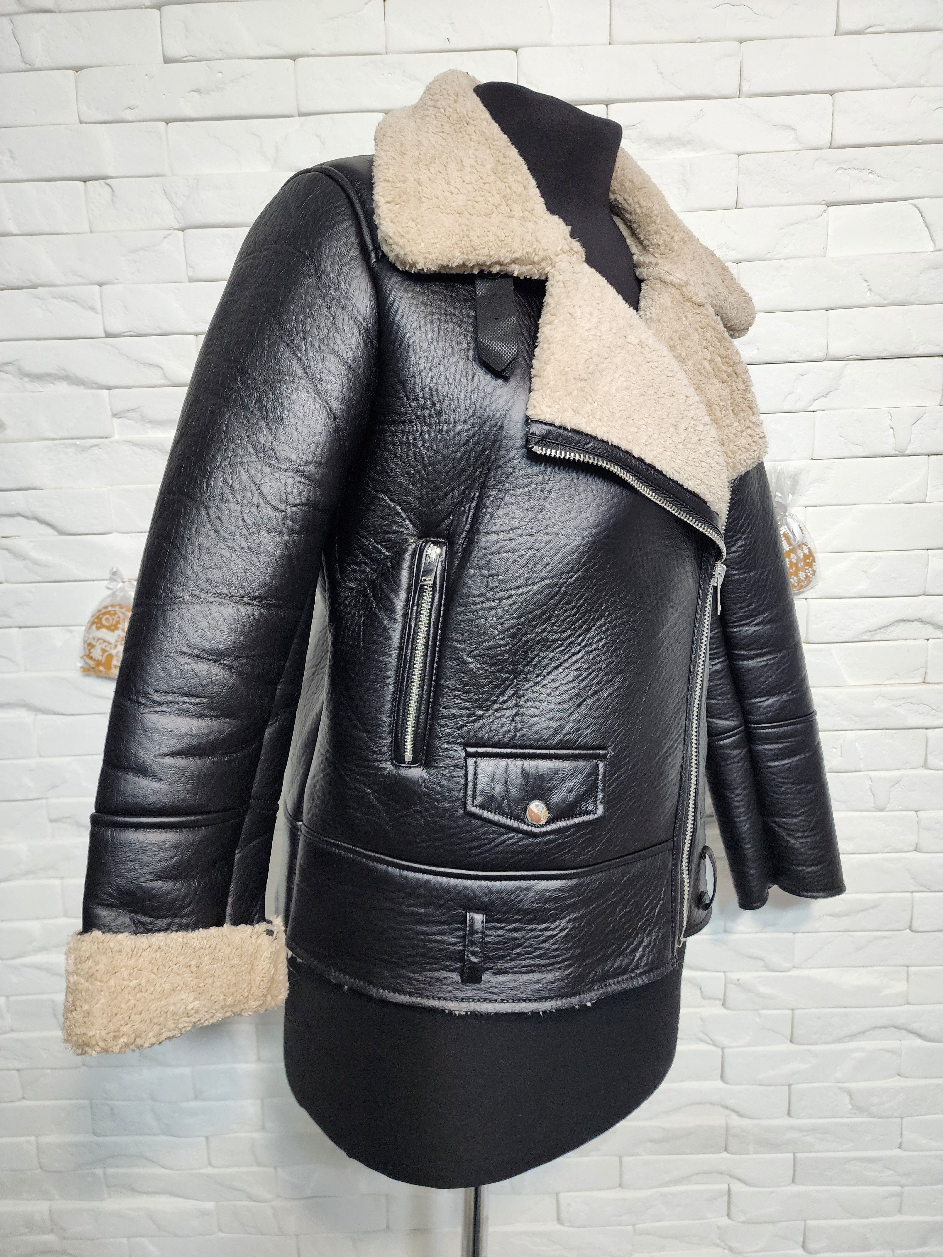 Furla Faux Fur Sheepskin Coat: Black Winter Jacket Size S / US 4 / IT 40 - 3 Thumbnail