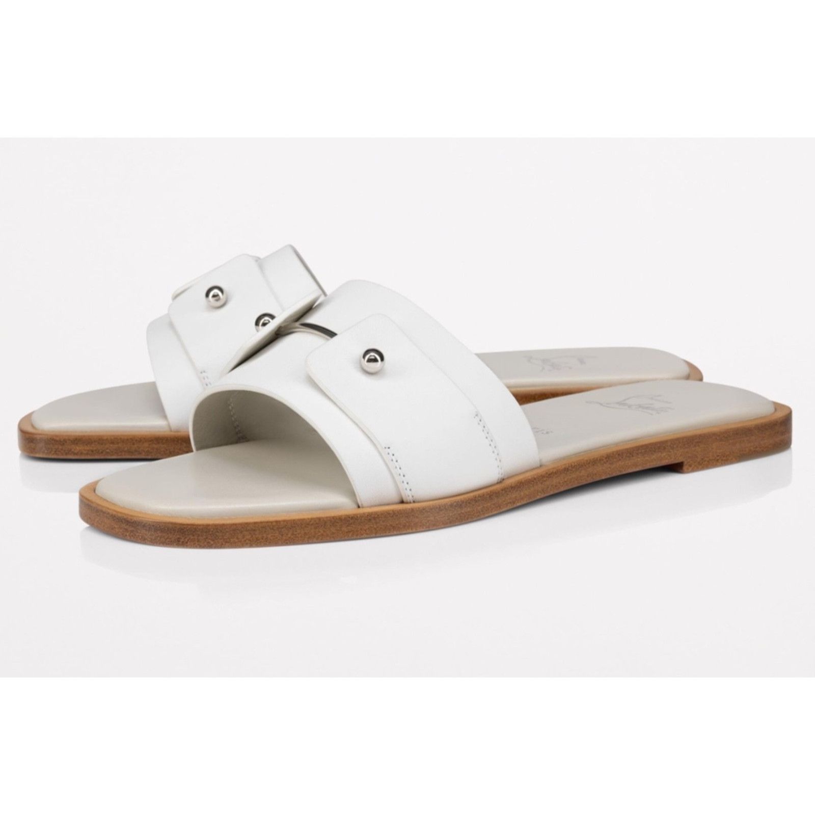 Christian Louboutin Christian Louboutin Chambelimule White Calf Leather Slide 36 Size US 6 / IT 36 - 1 Thumbnail