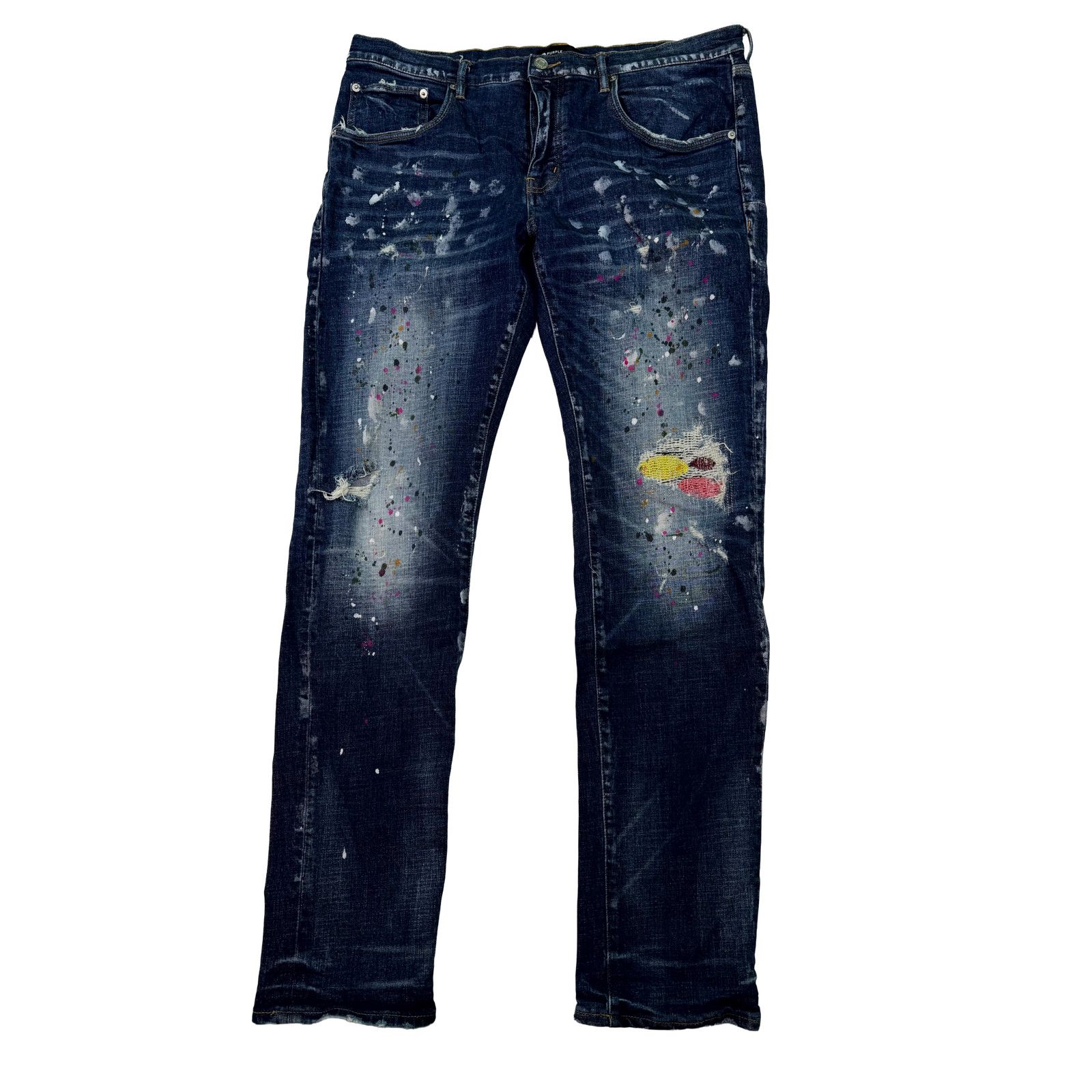Purple Purple Splatter Dark Wash Jeans Size US 36 / EU 52 - 1 Thumbnail