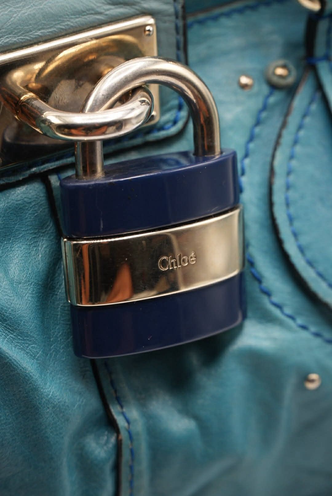 Chloe Chloé Paddington Blue Cadena Padlock & Key Boston Satchel Size ONE SIZE - 7 Thumbnail