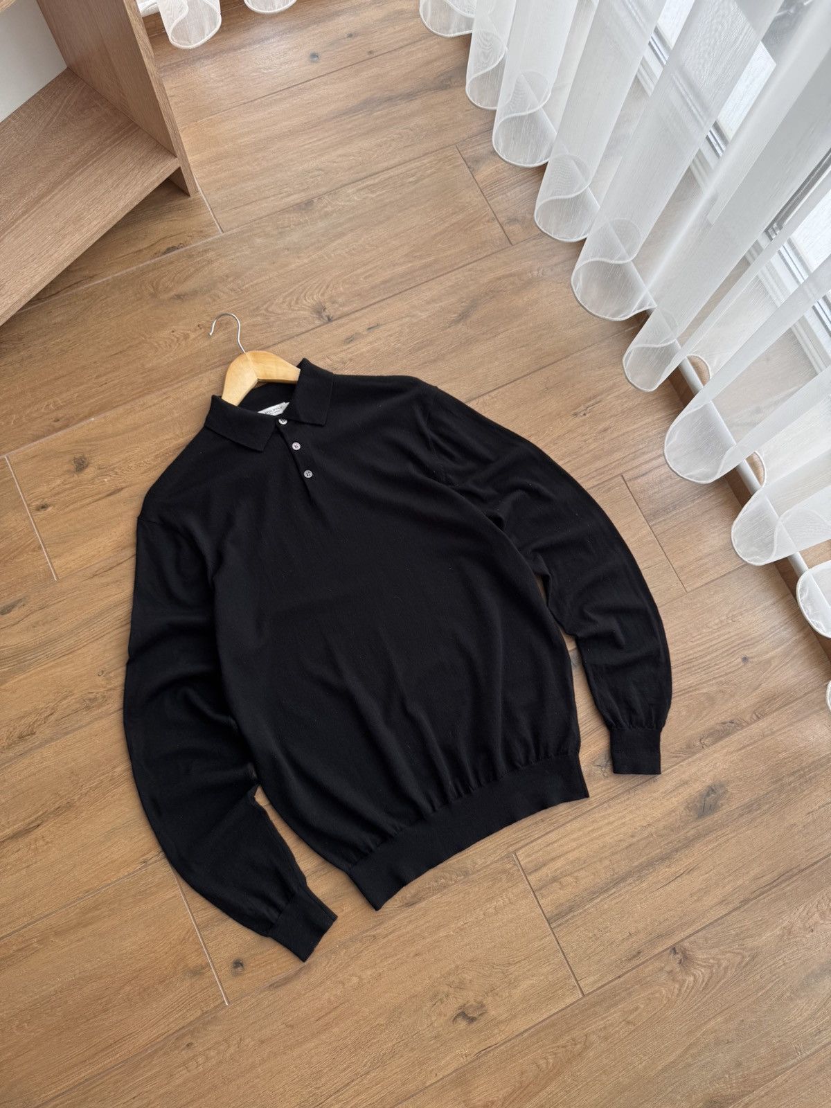 Suitsupply × Vintage Vintage Suitsupply Black Merino Wool 1/4 Button Sweater Size US XL / EU 56 / 4 - 2 Thumbnail