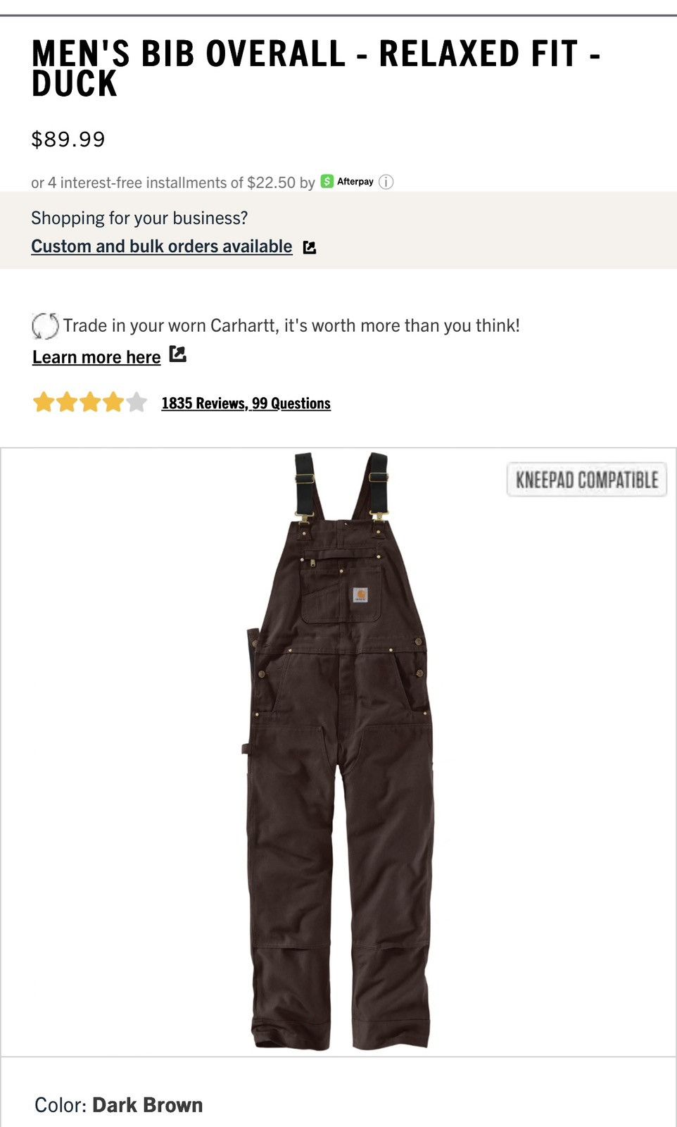 Carhartt Worn-in Carhartt Overalls in dark brown Size US 42 / EU 58 - 4 Thumbnail