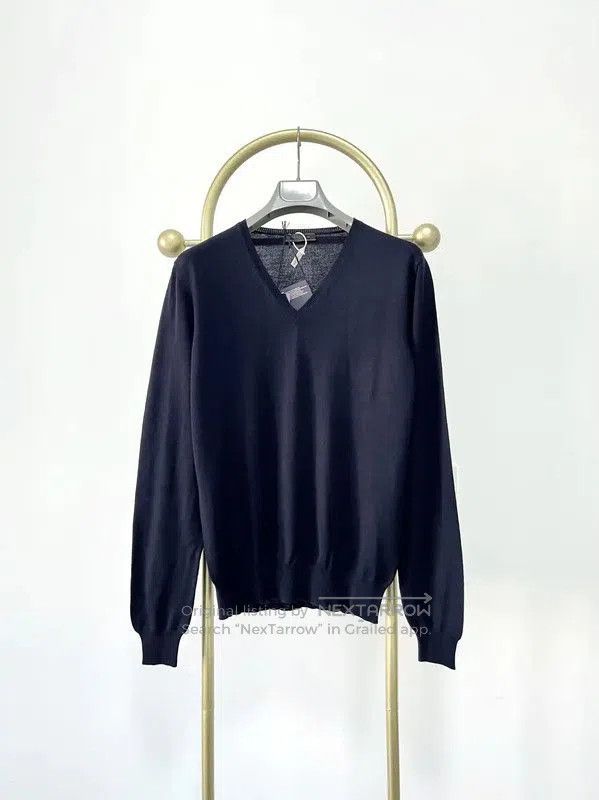 Prada Prada Men's V-Neck Knitted Sweater in Deep Blue. Size US M / EU 48-50 / 2 - 1 Thumbnail