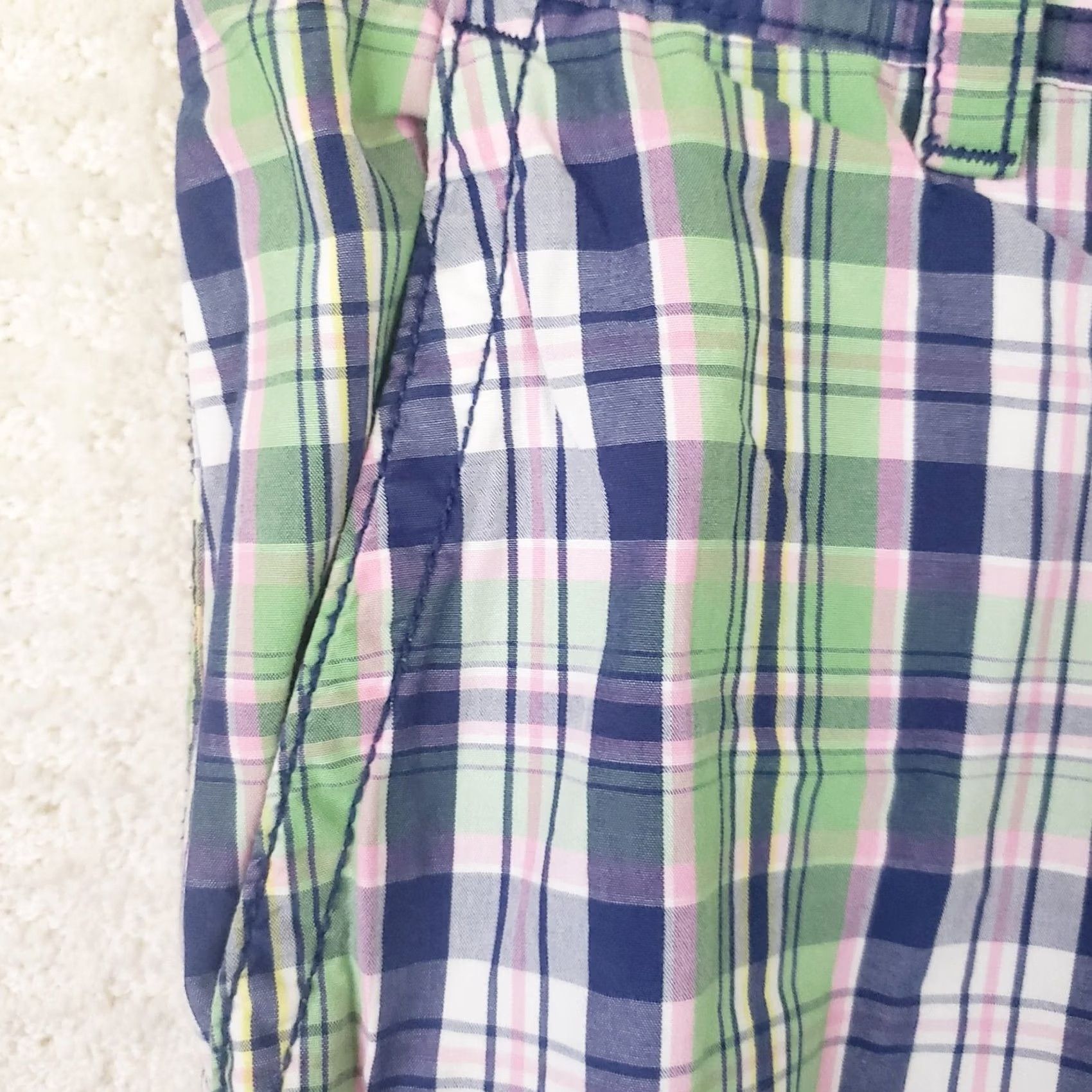 Izod Izod Saltwater Bermuda Shorts Men 33x10.5 Multicolor Plaid Cotton Blend Flat Front Regular Inseam 10.5" Summer Spring Fall Mens Size US 33 - 5 Thumbnail