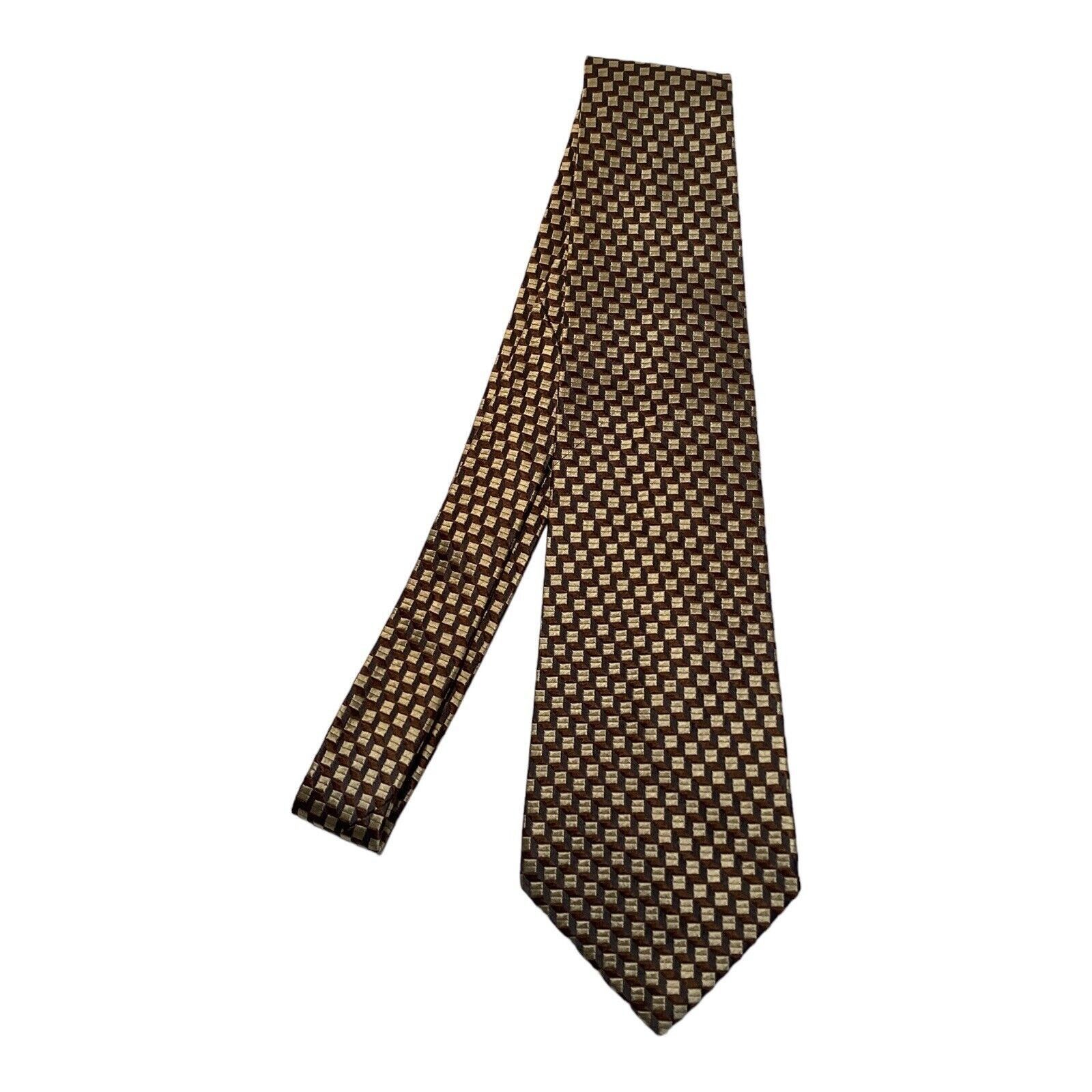 Chanel CHANEL Paris Gold Brown Geometric Luxury Designer Silk Tie I Size ONE SIZE - 6 Thumbnail