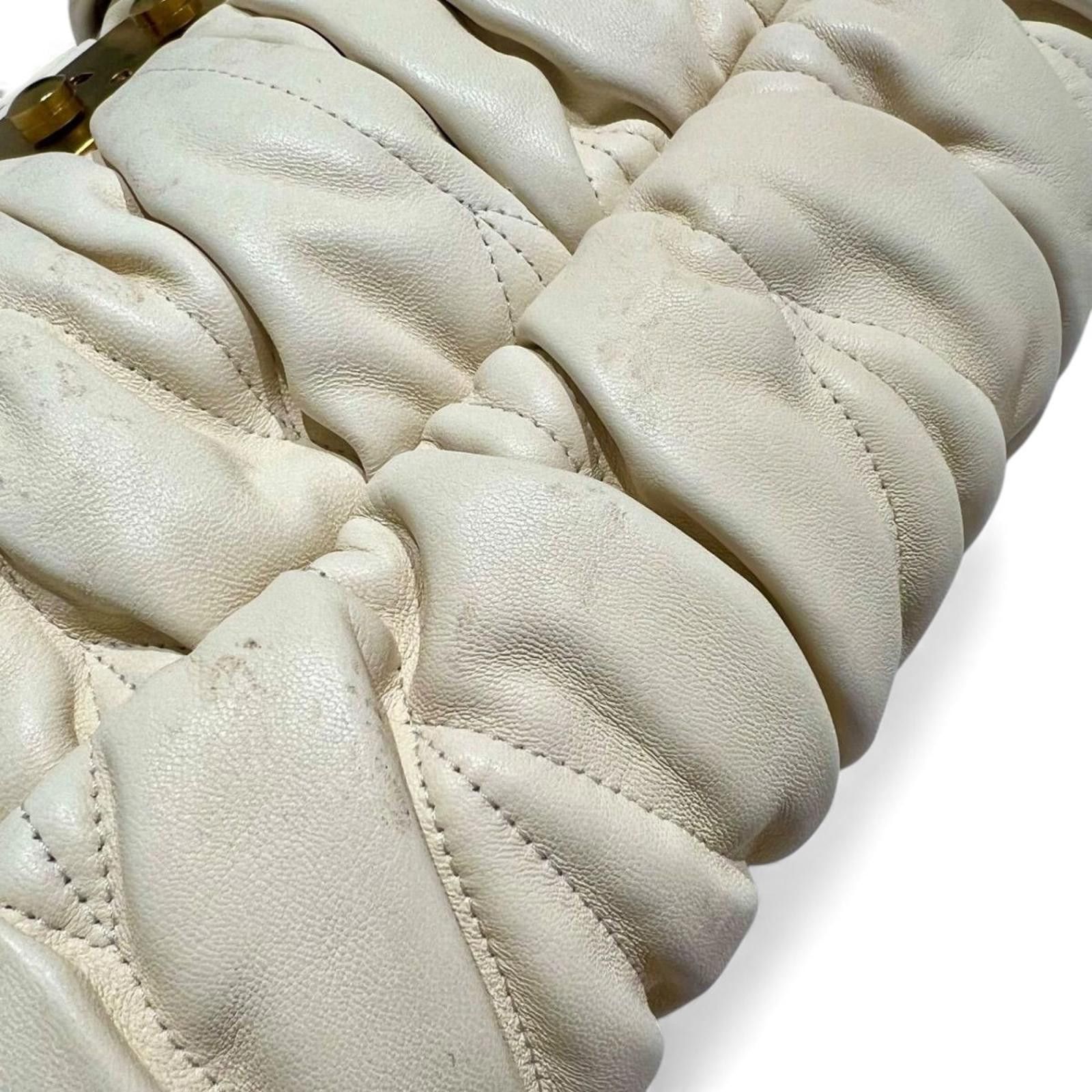 Miu Miu Miu Miu - White Leather Handbag with Braided Handles Size ONE SIZE - 5 Thumbnail