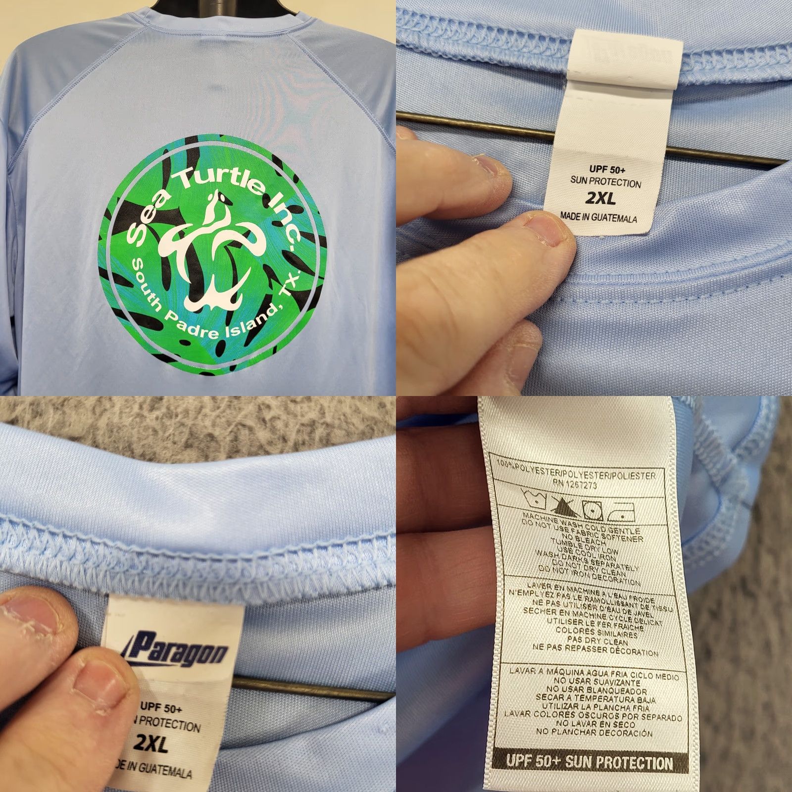 Vintage Sea Turtle Inc Shirt Mens 2XL Blue South Padre Island Texas Performance UPF 50 Size US XXL / EU 58 / 5 - 8 Thumbnail