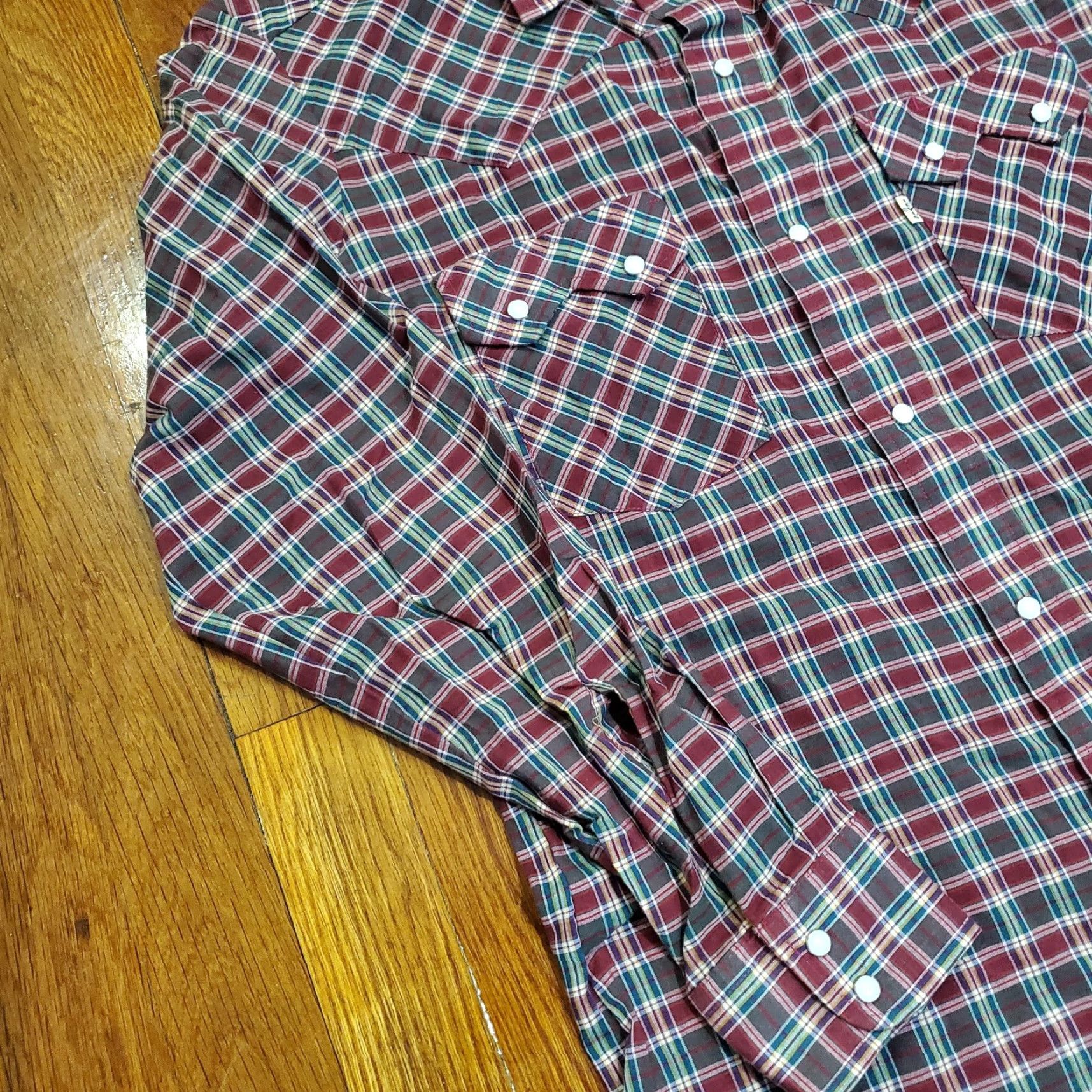 Levi's VINTAGE Levi's Shirt Mens Medium Red Green Plaid Western Pearl Snap Long Sleeve Cowboy Size US M / EU 48-50 / 2 - 2 Thumbnail