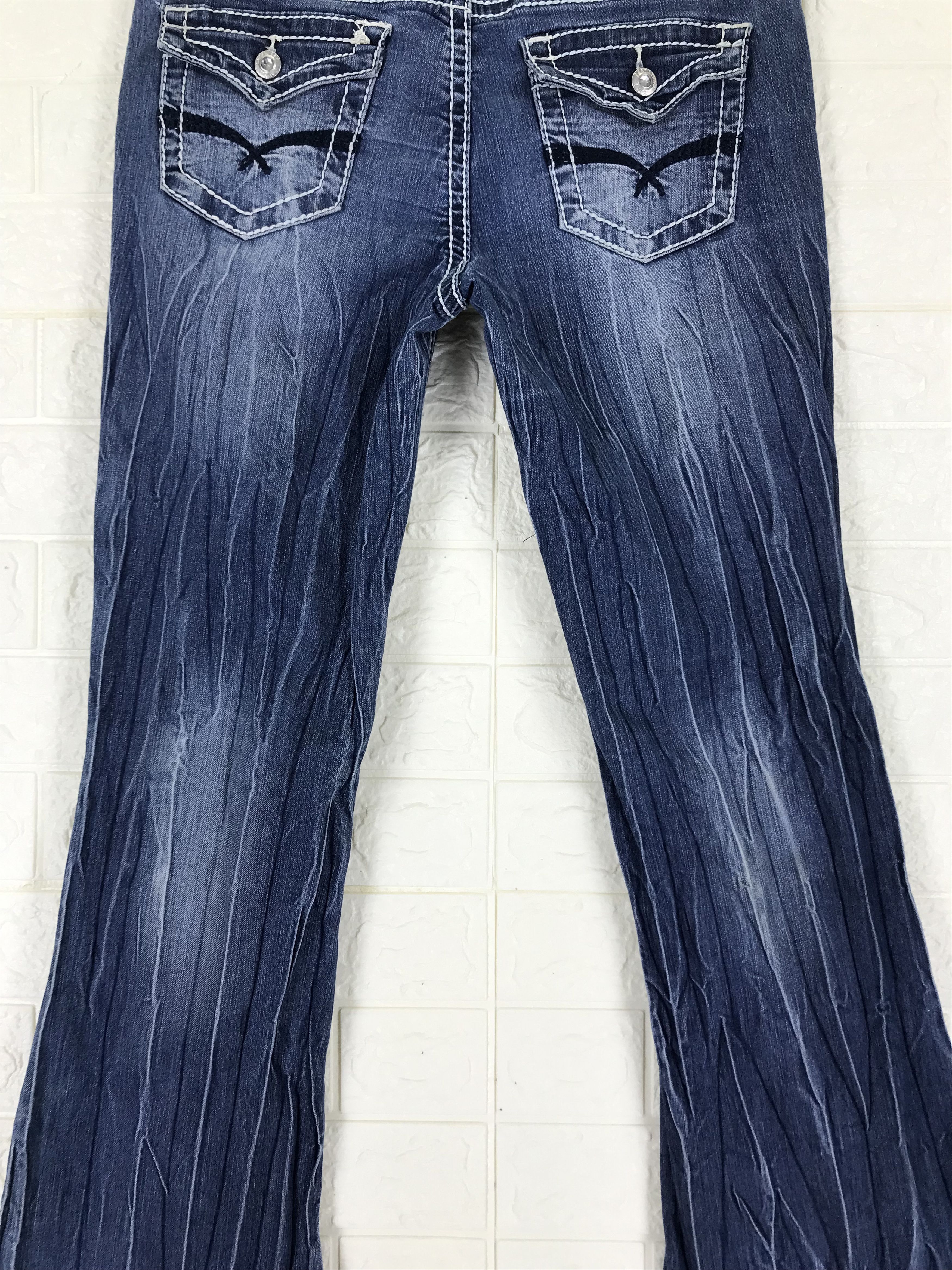 If Six Was Nine Vintage Japanese Super Flare Jeans Blue Washed Denim Size 30" / US 8 / IT 44 - 7 Thumbnail