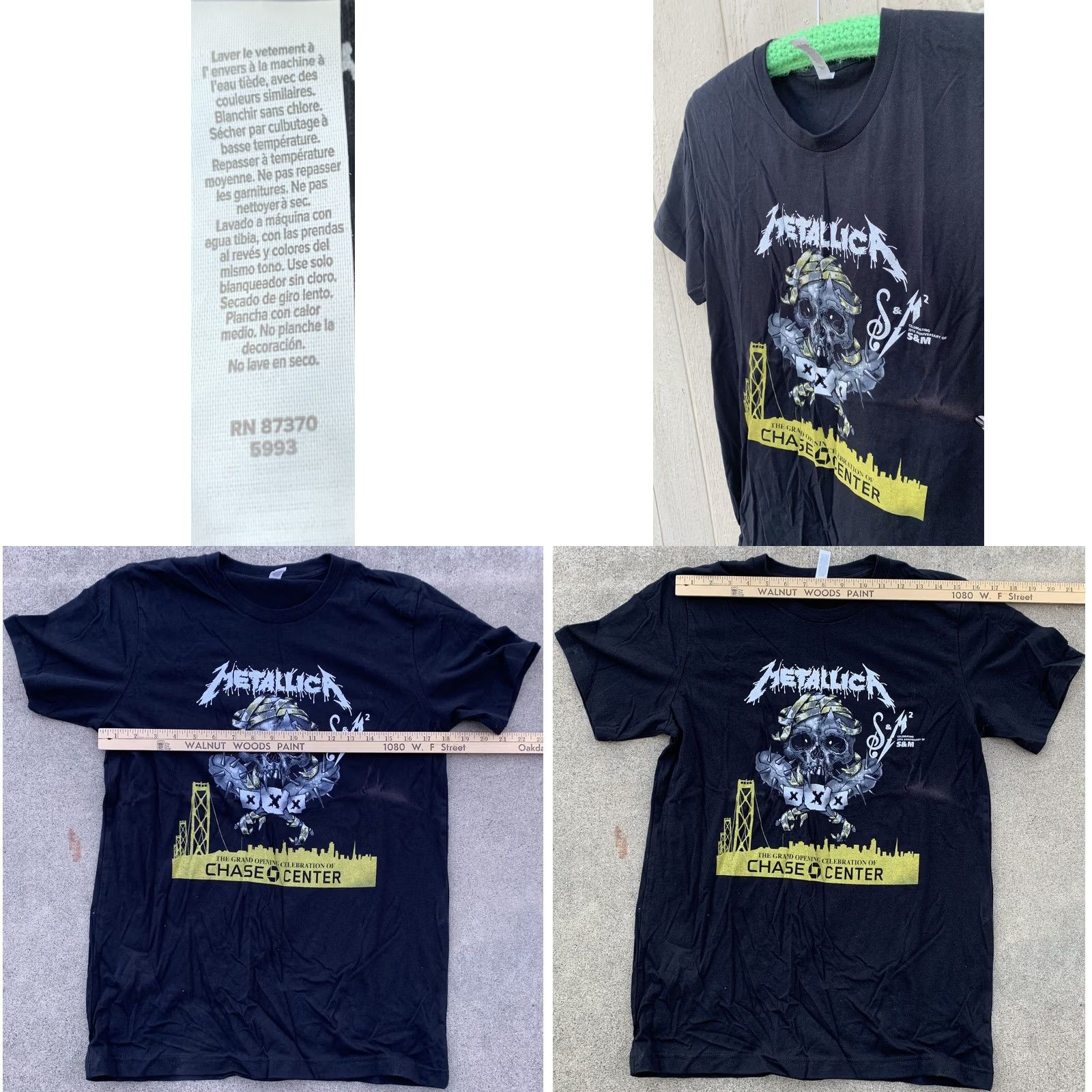 Vintage Metallica S & M 2 Celebrating 20th Anniversary Tee Chase Center Grand Opening Black Short Sleeve T-Shirt Unisex Adults Size S Size US S / EU 44-46 / 1 - 7 Thumbnail