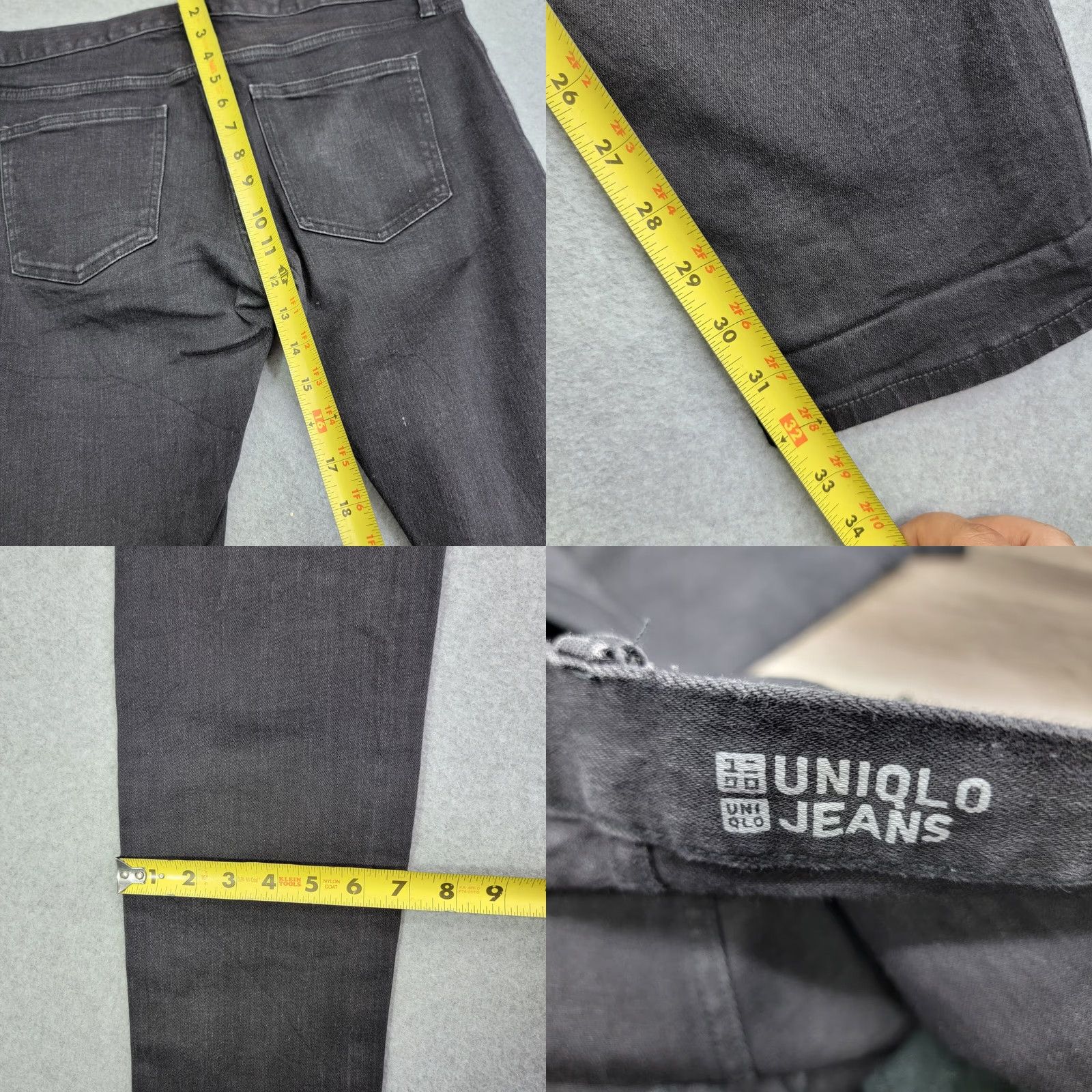 Uniqlo Uniqlo Jeans Mens 35x30 Black Dark Wash Slim Straight Stretch Denim Size US 35 - 8 Thumbnail