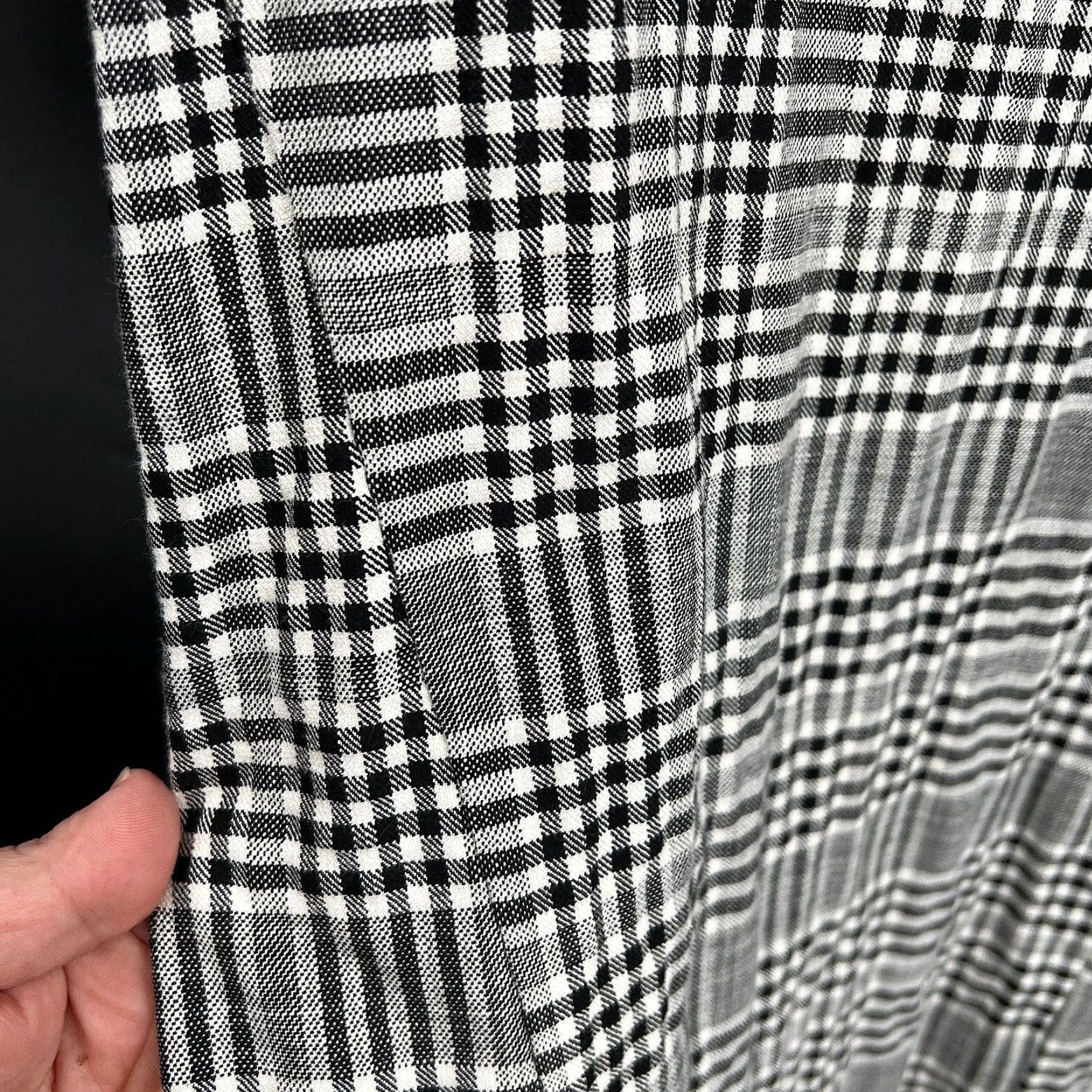 VINTAGE Zara puff sleeve mini dress black white plaid with gingham academia  cutesy XS