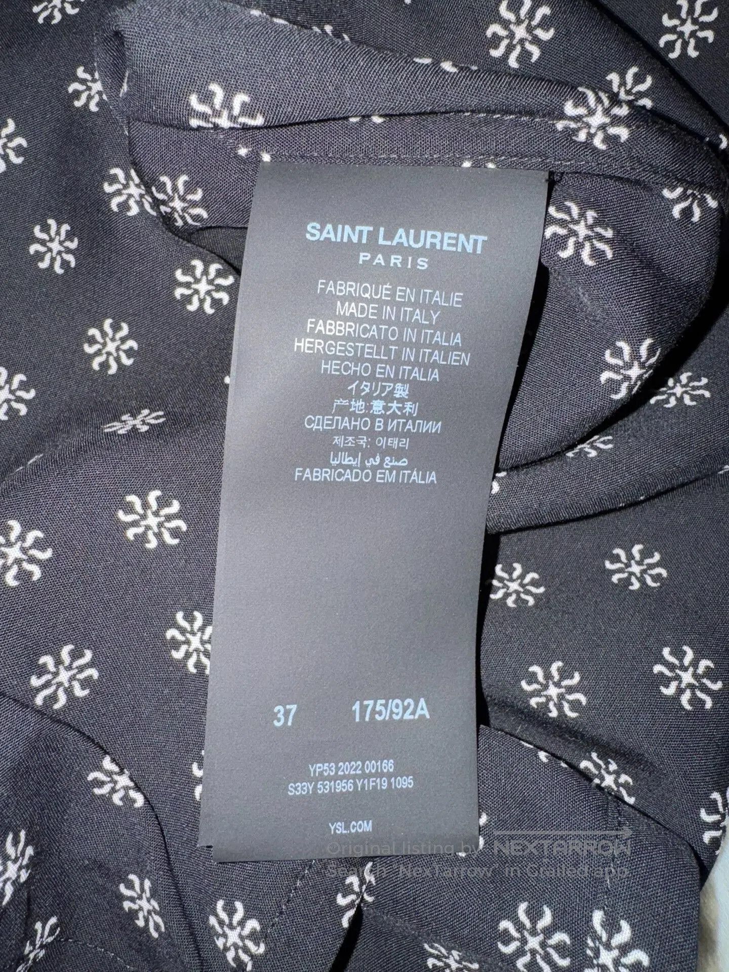 Saint Laurent Paris Saint Laurent Snowflake Shark Collar Shirt. Size US S / EU 44-46 / 1 - 5 Thumbnail