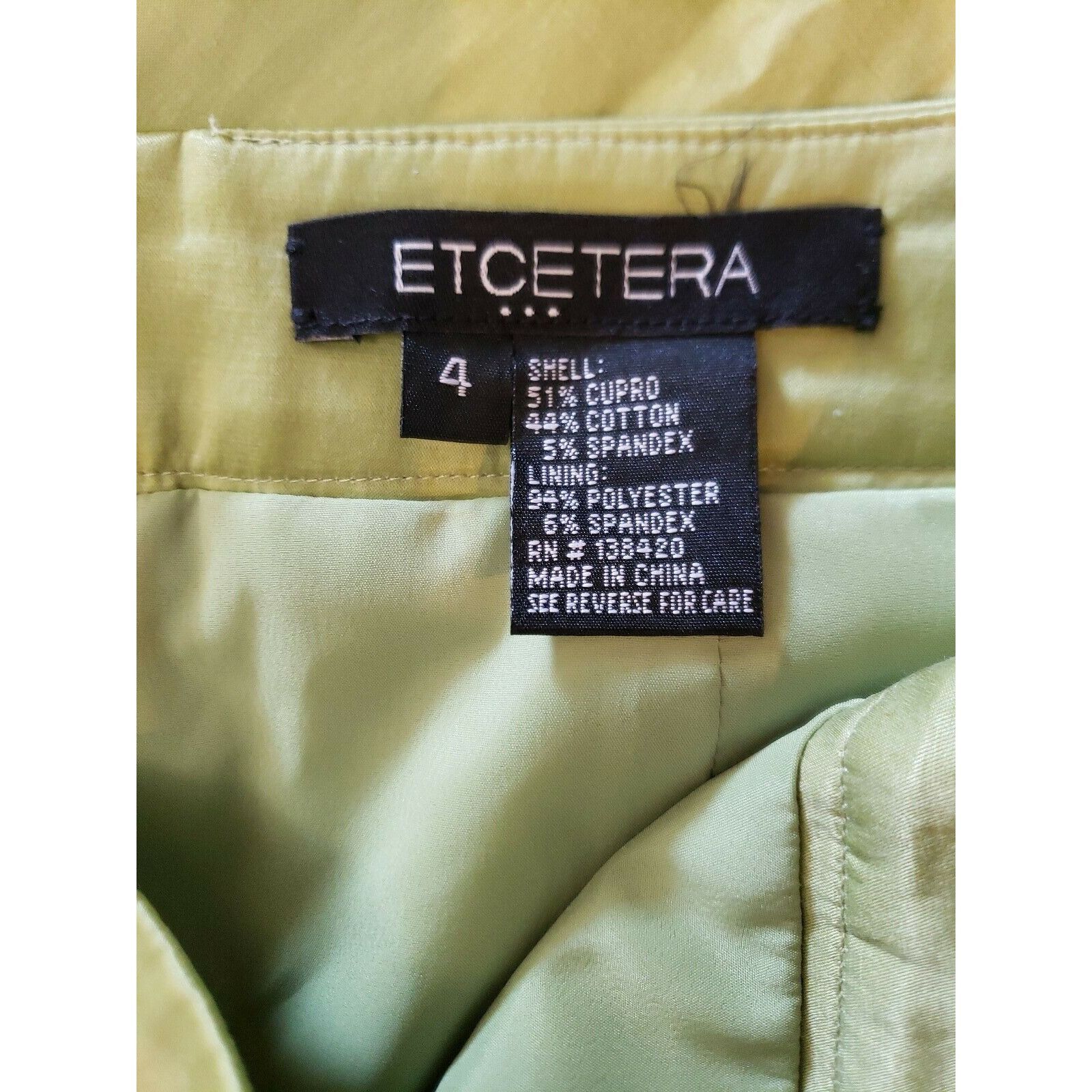 Designer Trumpet Flare Skirt Womens 4 Green Sateen Pockets Knee Lengt Size 27" / US 4 / IT 40 - 6 Thumbnail
