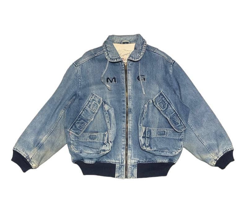 Vintage 80s Mayson Grey Bomber Denim Jacket