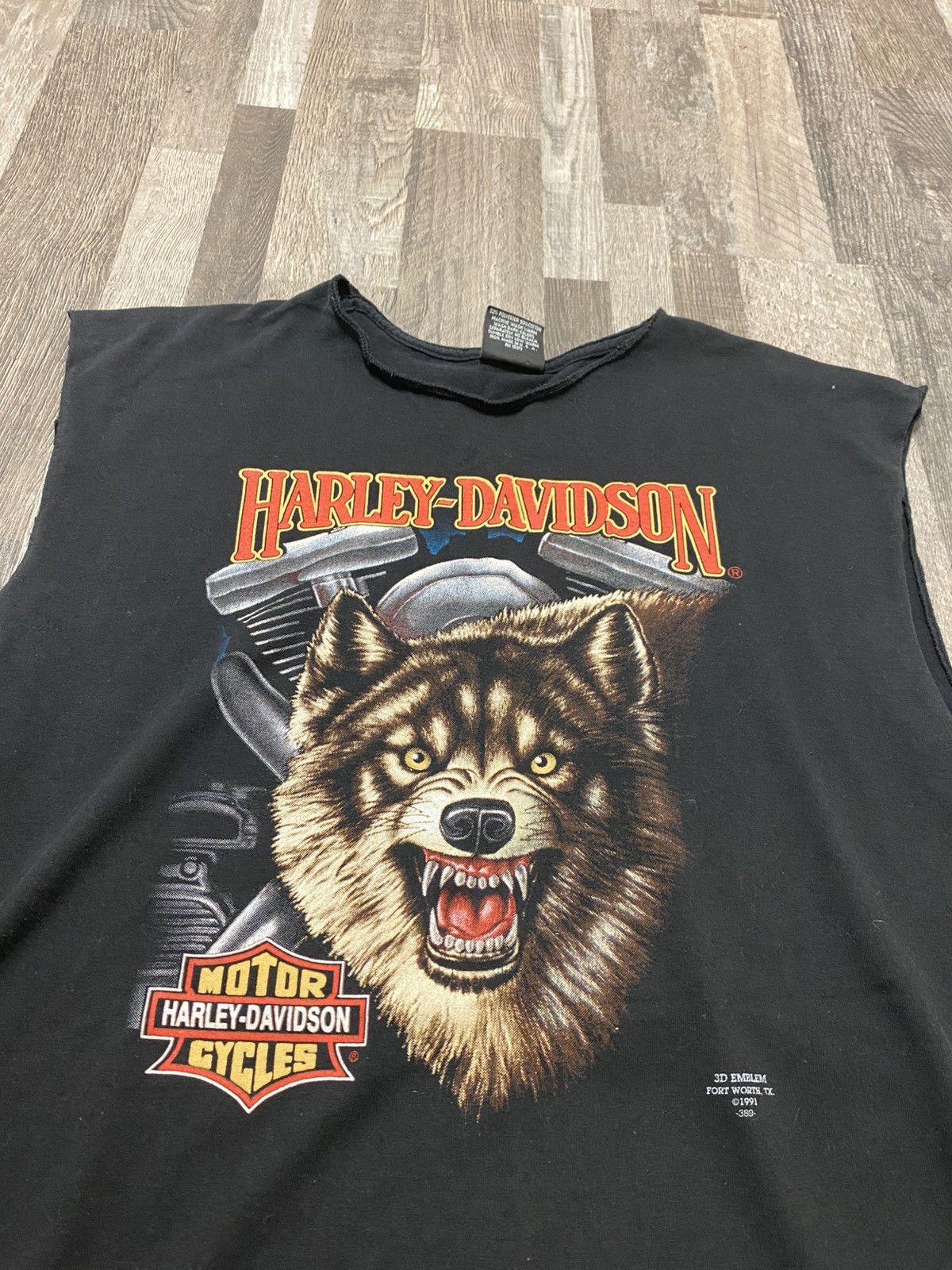 Harley Davidson Vintage 1991 3D Emblem Harley Davidson Wolf Tee Tank 90’s Size US XL / EU 56 / 4 - 2 Thumbnail