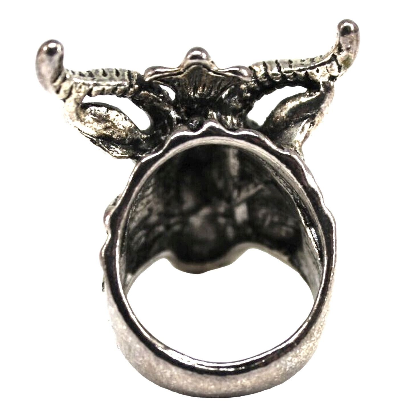Other Gothic Goat's Head Ring • 3D Silvertone • Size 7 •1.25" Long Size ONE SIZE - 3 Thumbnail