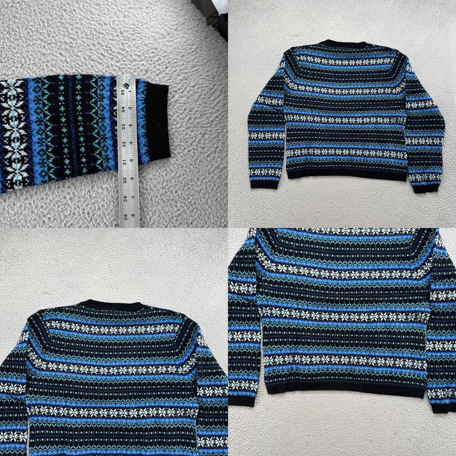 Vintage VTG St. Johns Bay Women’s Pullover 100% Washable Lambs Wool Sweater Size XL Blue White V Neck Nordic Fair Isle Knit Wool Pullover Womens Size XL / US 12-14 / IT 48-50 - 8 Thumbnail