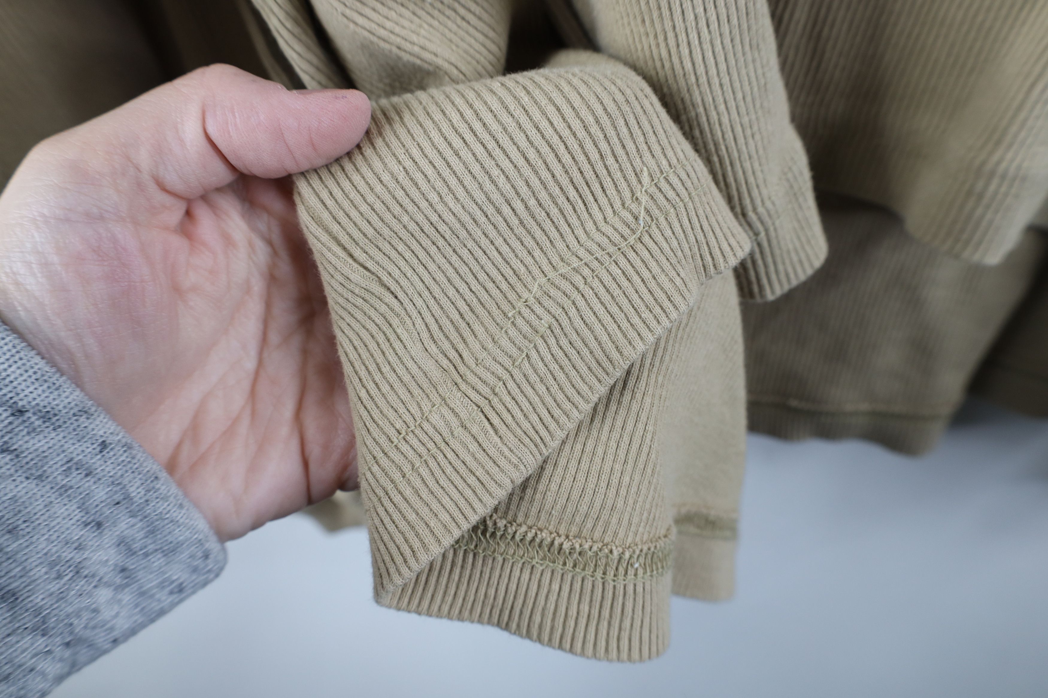 Vintage Vintage 90s Streetwear Ribbed Knit Henley T-Shirt Beige Size US XL / EU 56 / 4 - 10 Thumbnail