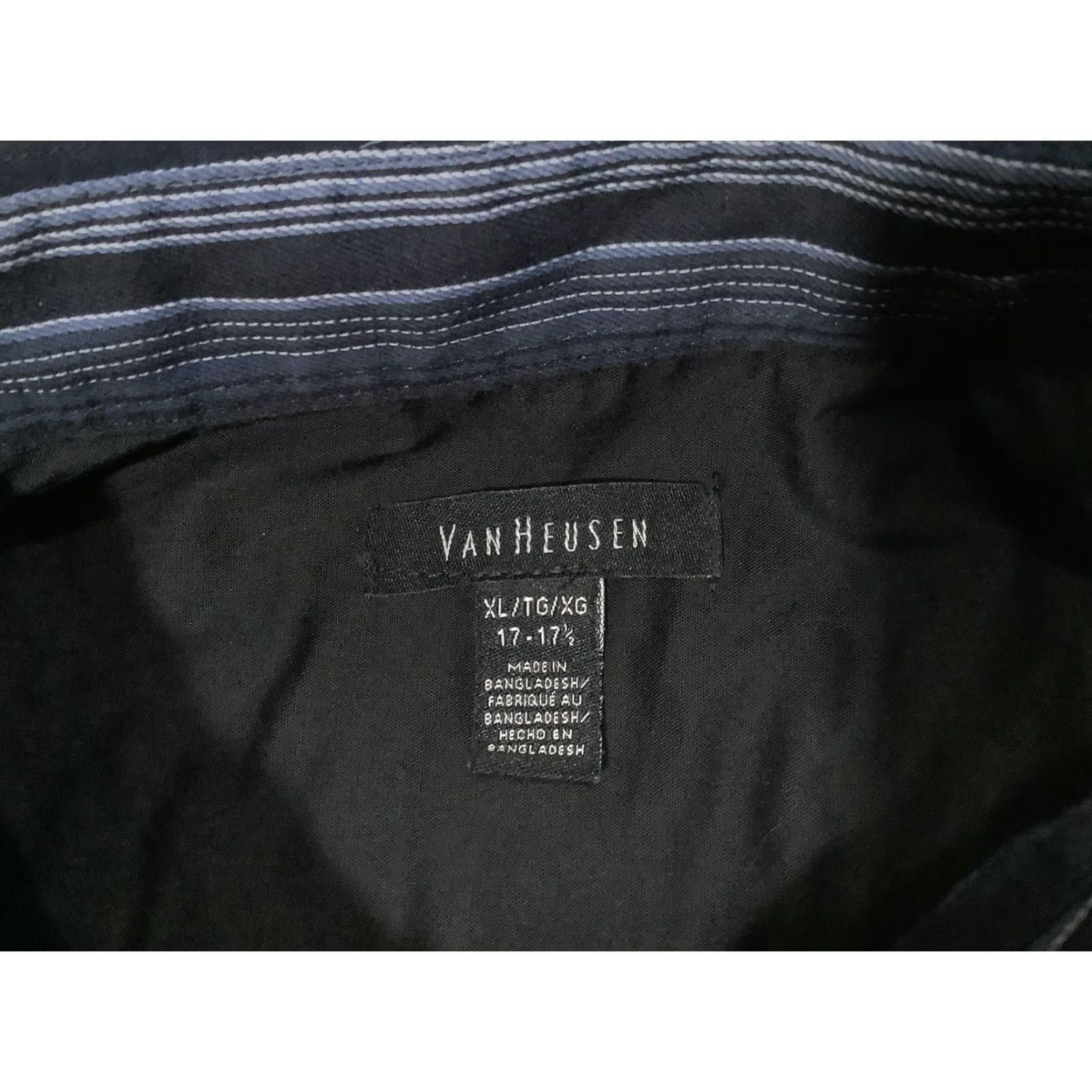 Van Heusen VINTAGE Van Heusen Shirt Mens XL Blue Stripe Long Sleeve Button Front Dress Collared Size 46R - 5 Thumbnail