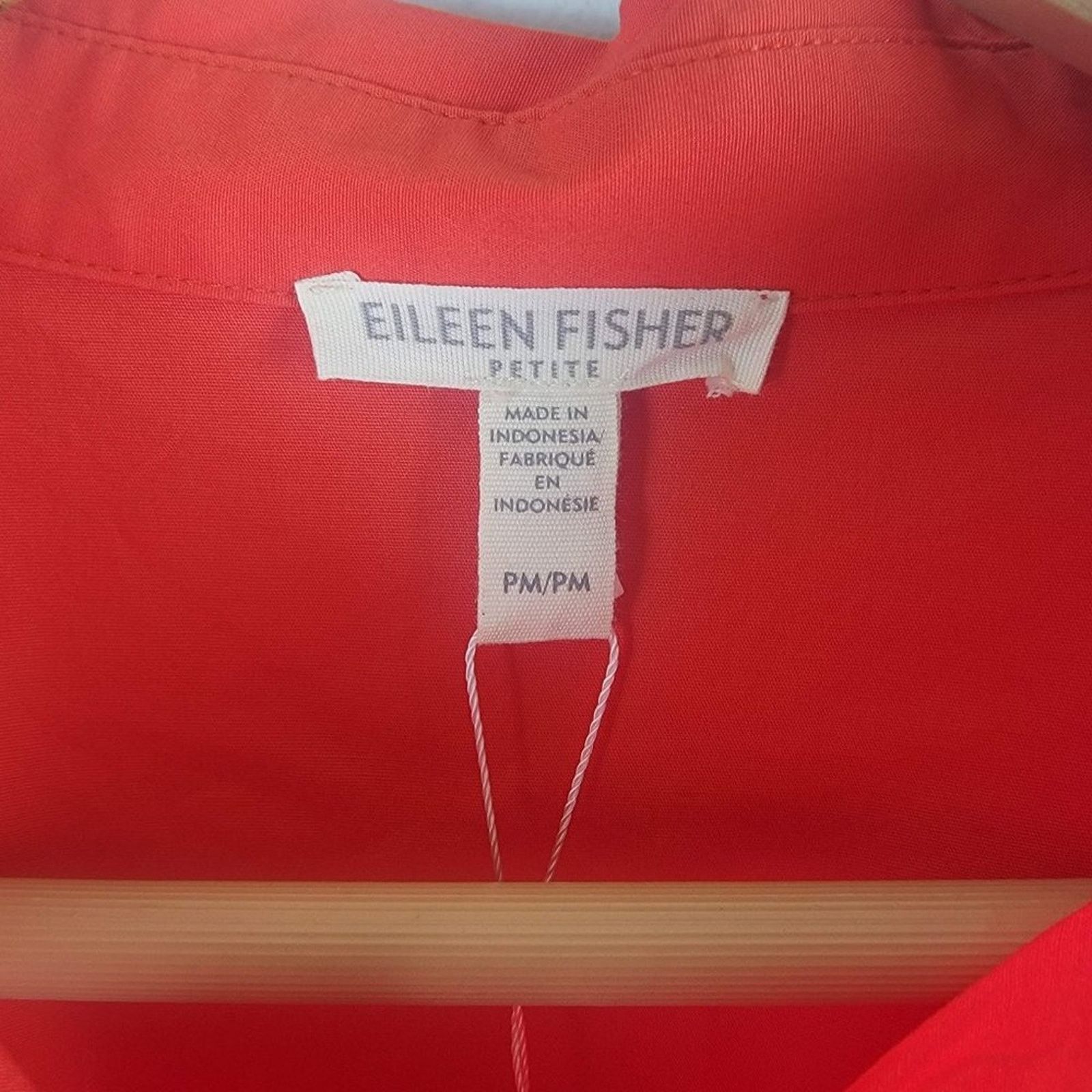 NEW Eileen Fisher Geranium Poplin Shirt Dress Orange SIze PM