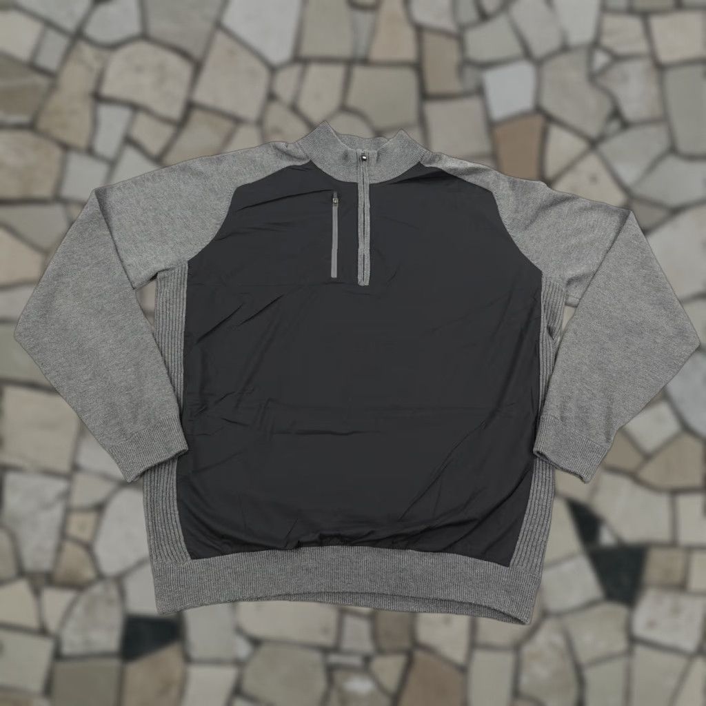 Footjoy FootJoy Sweater Windbreaker Hybrid Pullover 1/4 Zip Wool Blend Large Gray Black Size US L / EU 52-54 / 3 - 1 Thumbnail