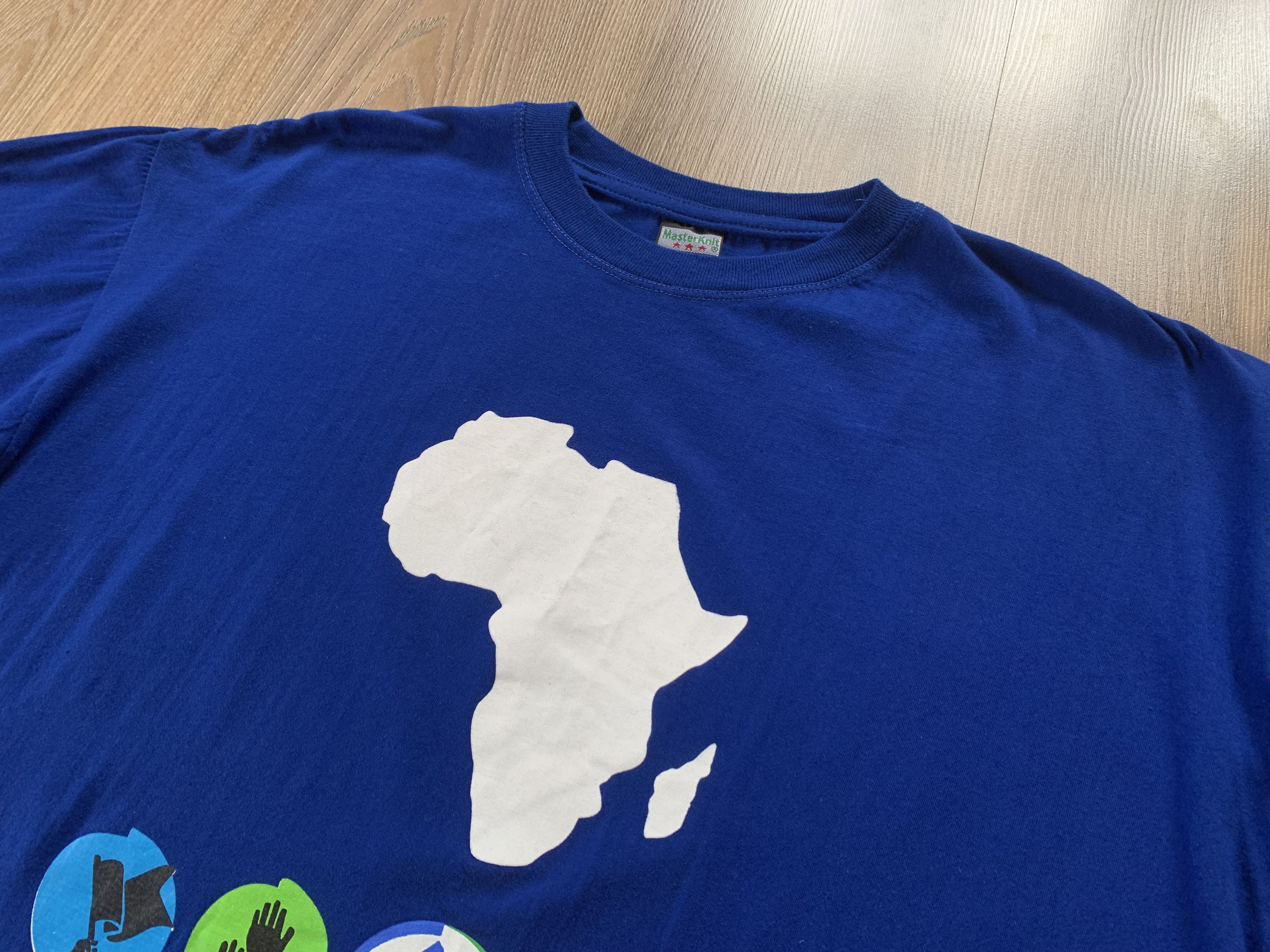 Designer MasterKnit Vintage Africa Blue Printed T-Shirt Size US XXL / EU 58 / 5 - 4 Thumbnail