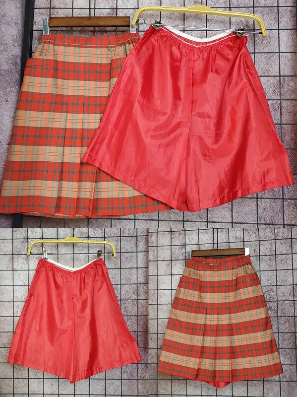 Dior Dior Embroidered Red Plaid Skirt 0089 Size 26" / US 2 / IT 38 - 1 Thumbnail
