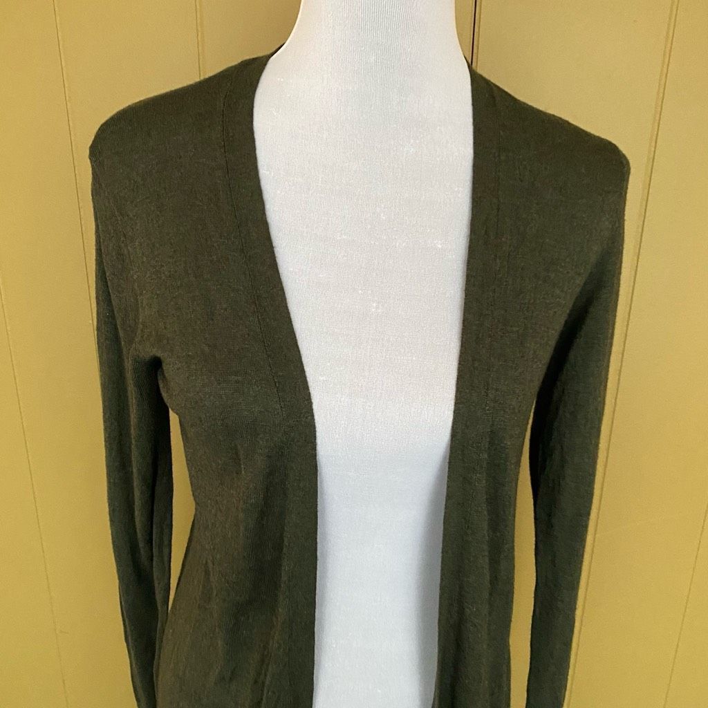 H&M H&M women S open front lightweight longsleeve cardigan olive Size S / US 4 / IT 40 - 3 Thumbnail