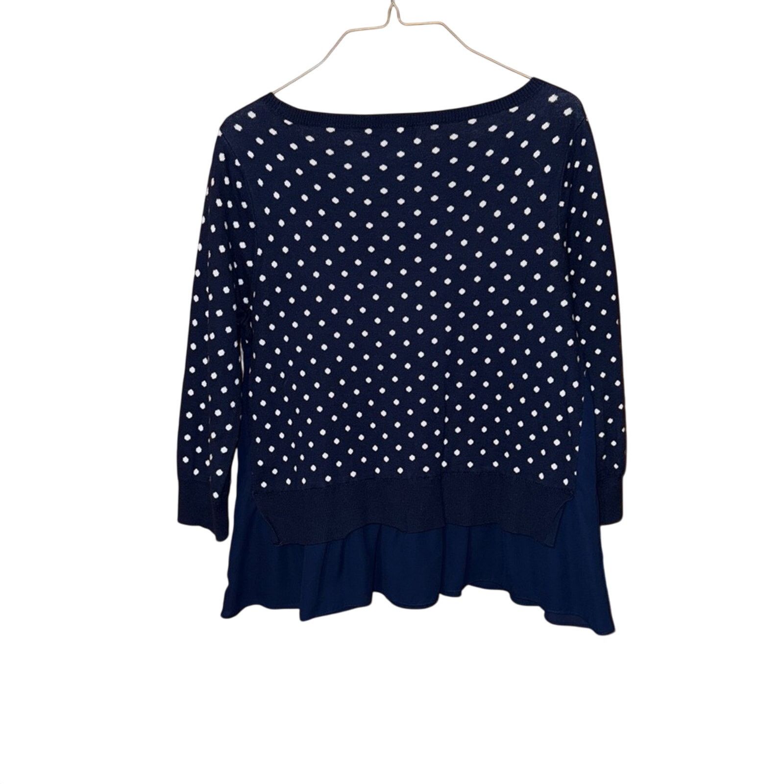 Chaps Chaps Petite Medium Chic Navy Polka Dot Sweater Size M / US 6-8 / IT 42-44 - 2 Thumbnail