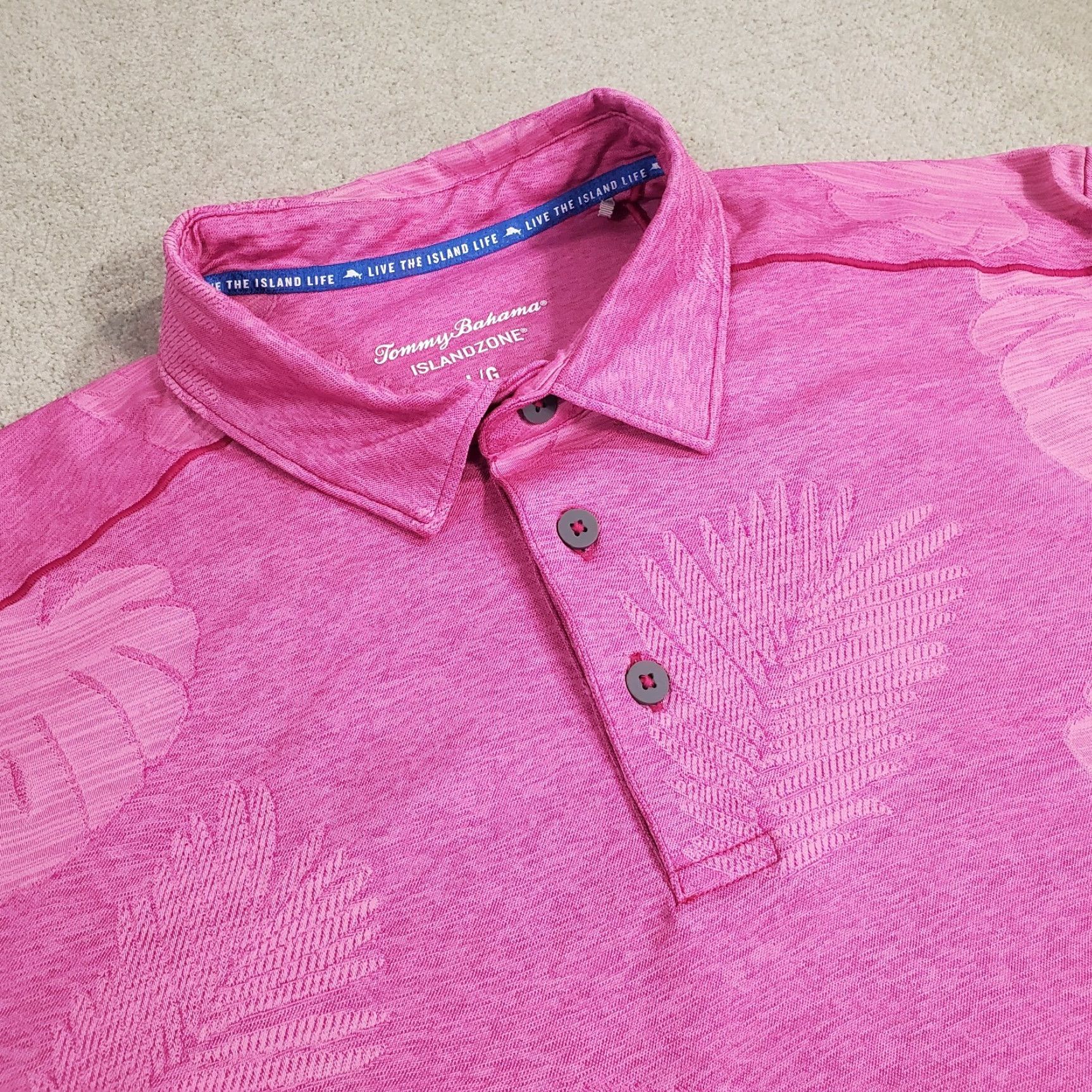 Tommy Bahama Tommy Bahama Polo Shirt Mens Large Pink Performance Stretch Floral Polo Shirt Size US L / EU 52-54 / 3 - 2 Thumbnail