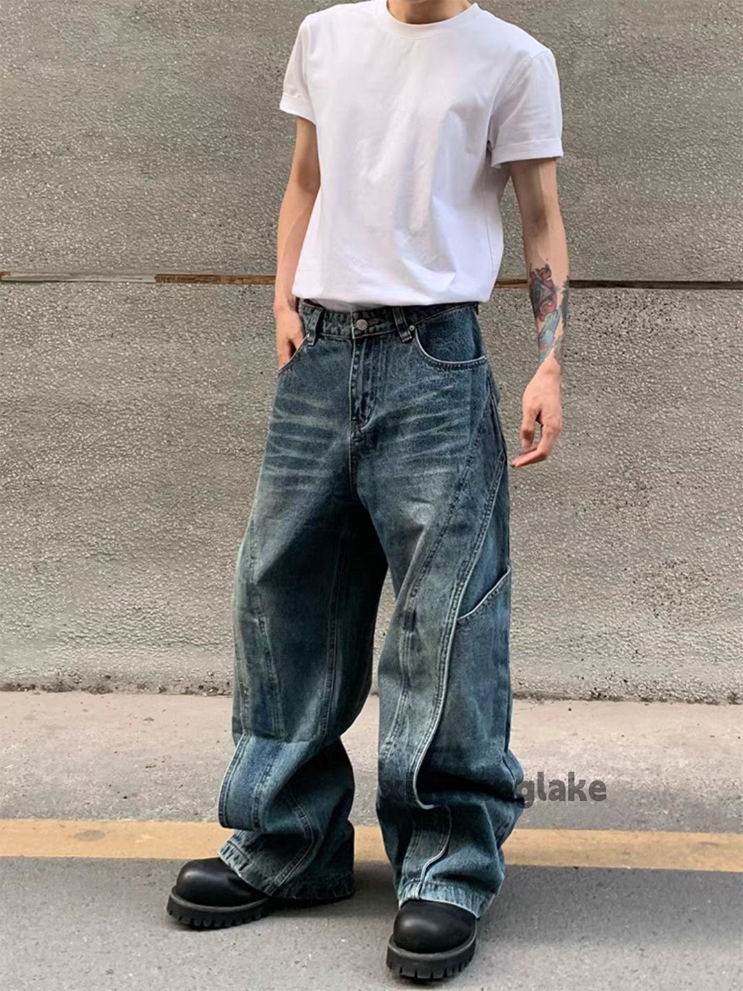 Jean × Vintage Unisex washed faded loose baggy hiphop cargo jeans Size US 32 / EU 48 - 5 Thumbnail