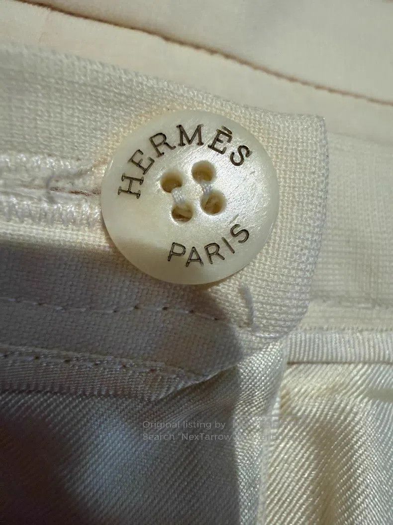 Hermes Hermes Off-white women's trousers, 100% linen, lining 100% Size 25" / US 0 / IT 36 - 5 Thumbnail
