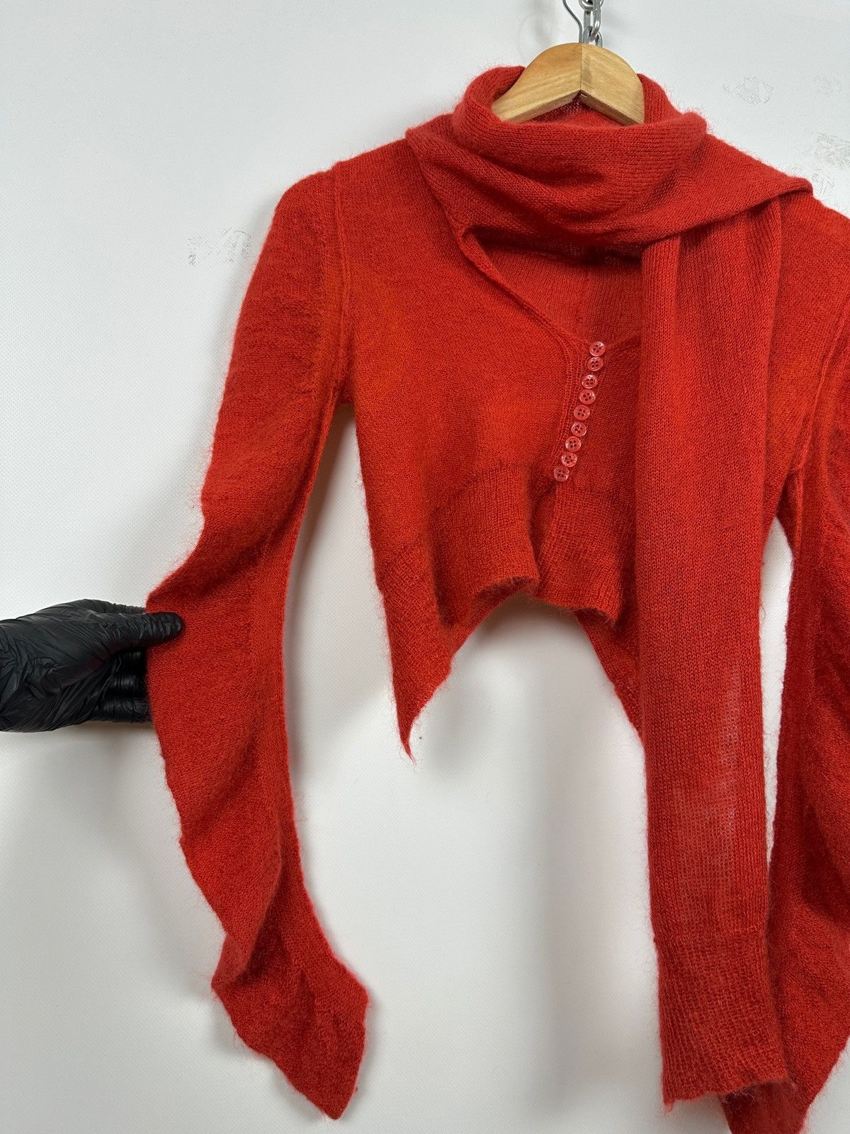 Marithe + Francois Girbaud Vintage Marithe Francois Girbaud Mohair Knit Scarf Sweater Size S / US 4 / IT 40 - 9 Thumbnail