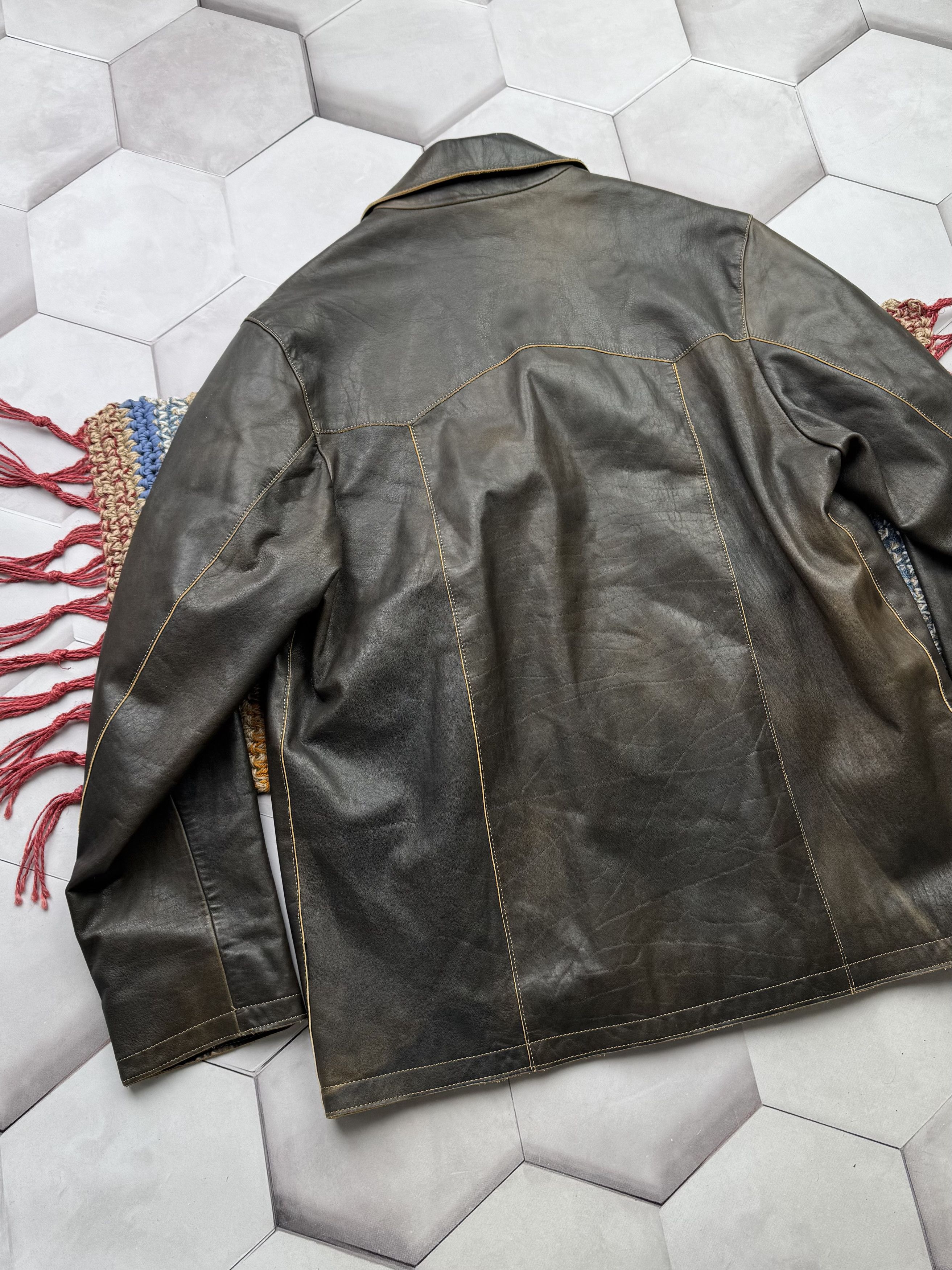 Vintage Vintage Faded Effect Leather Jacket (E4) Size US XXL / EU 58 / 5 - 10 Thumbnail