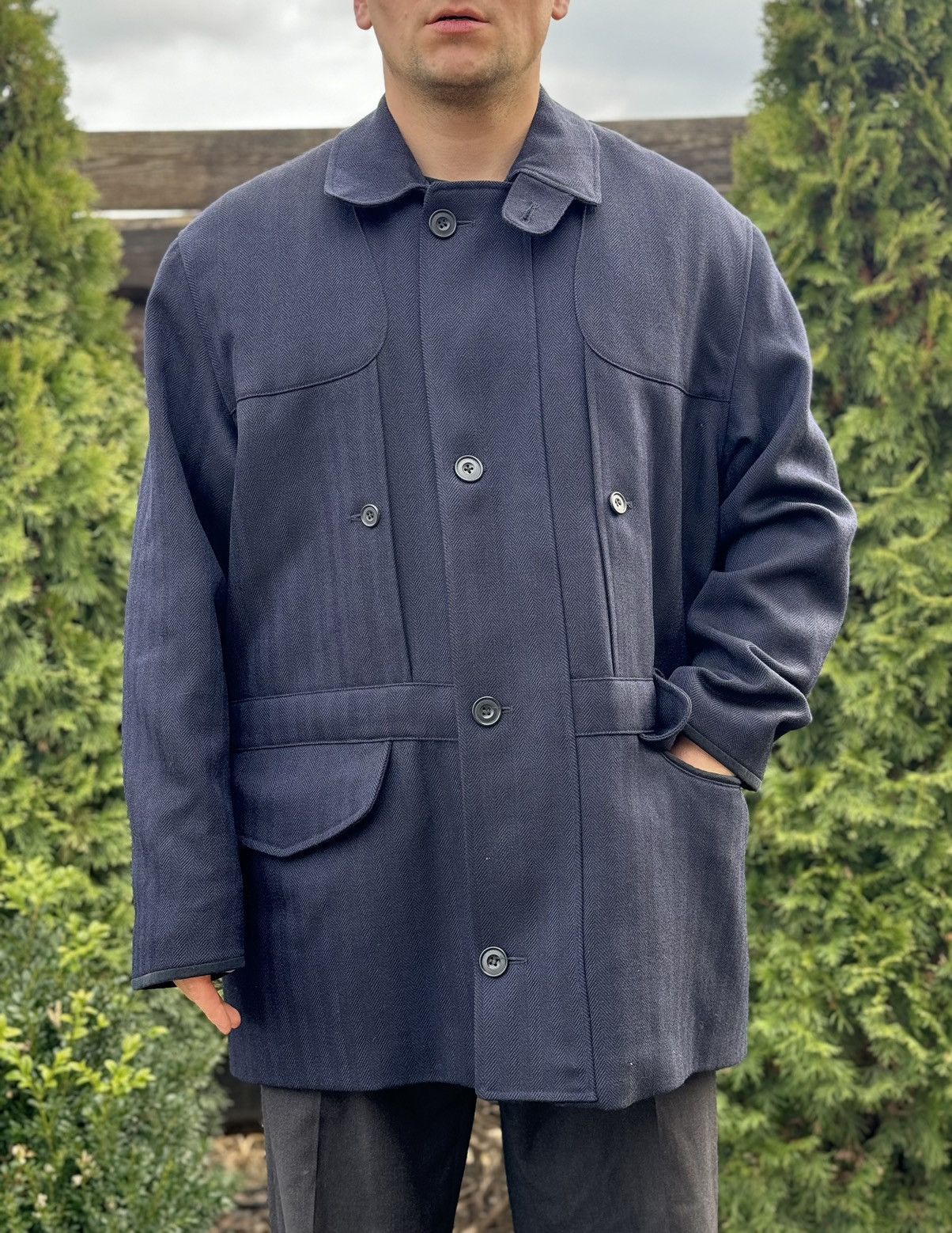 Turnbull & Asser Turnbull Asser Waterproof wool tweed blue coat Size US XL / EU 56 / 4 - 6 Thumbnail