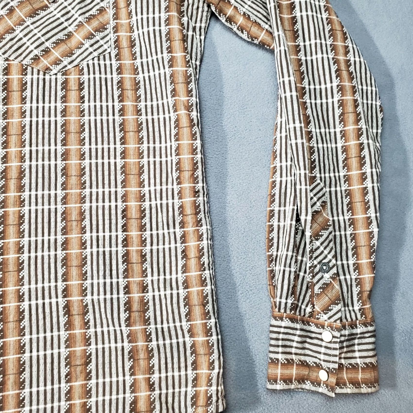 Vintage Cinch Shirt Mens XL Slim Fit Brown Geometric Pearl Snap Western Long Sleeve Shirt Size US XL / EU 56 / 4 - 5 Thumbnail
