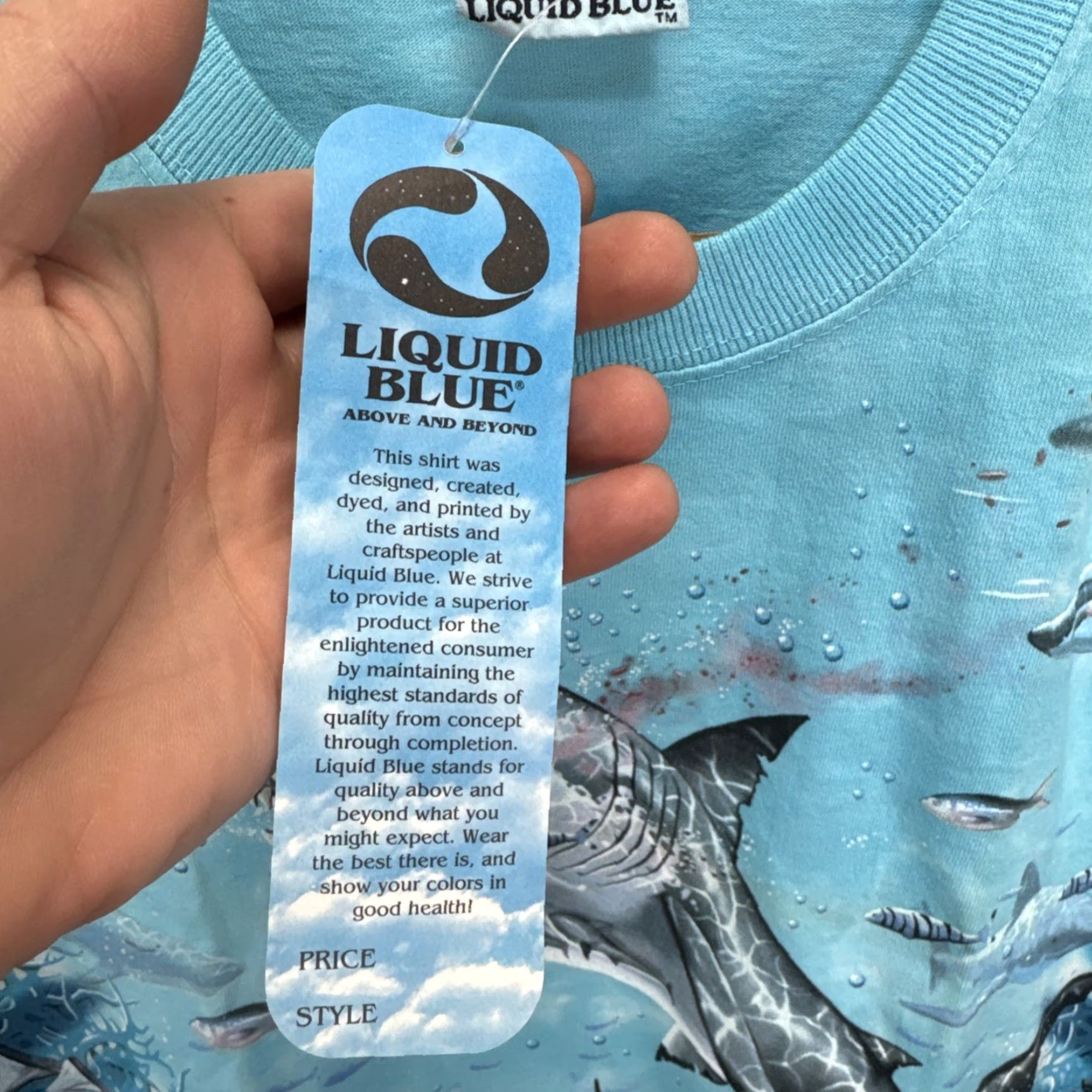 Liquid Blue VINTAGE Liquid Blue Great White Jaws SHARK BITE Ocean T-SHIRT Tie Dye XL Unisex 1990s Graphic Tee Blue/Nautical Mens Womens Size US XL / EU 56 / 4 - 5 Thumbnail